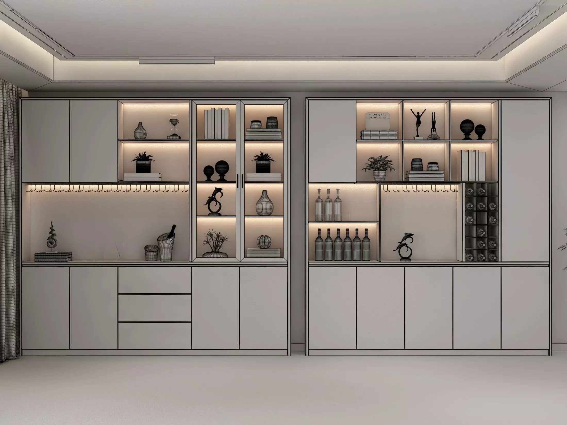 Wine cabinet Rack Cellar 3D model_5