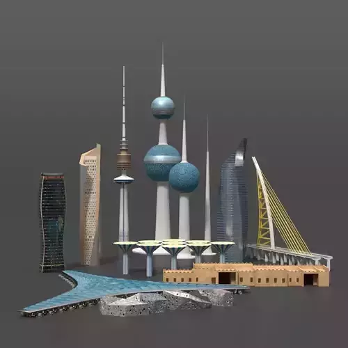 Kuwait Landmark 3D Models Bundle  Modern and Iconic Pack 3D Model Collection