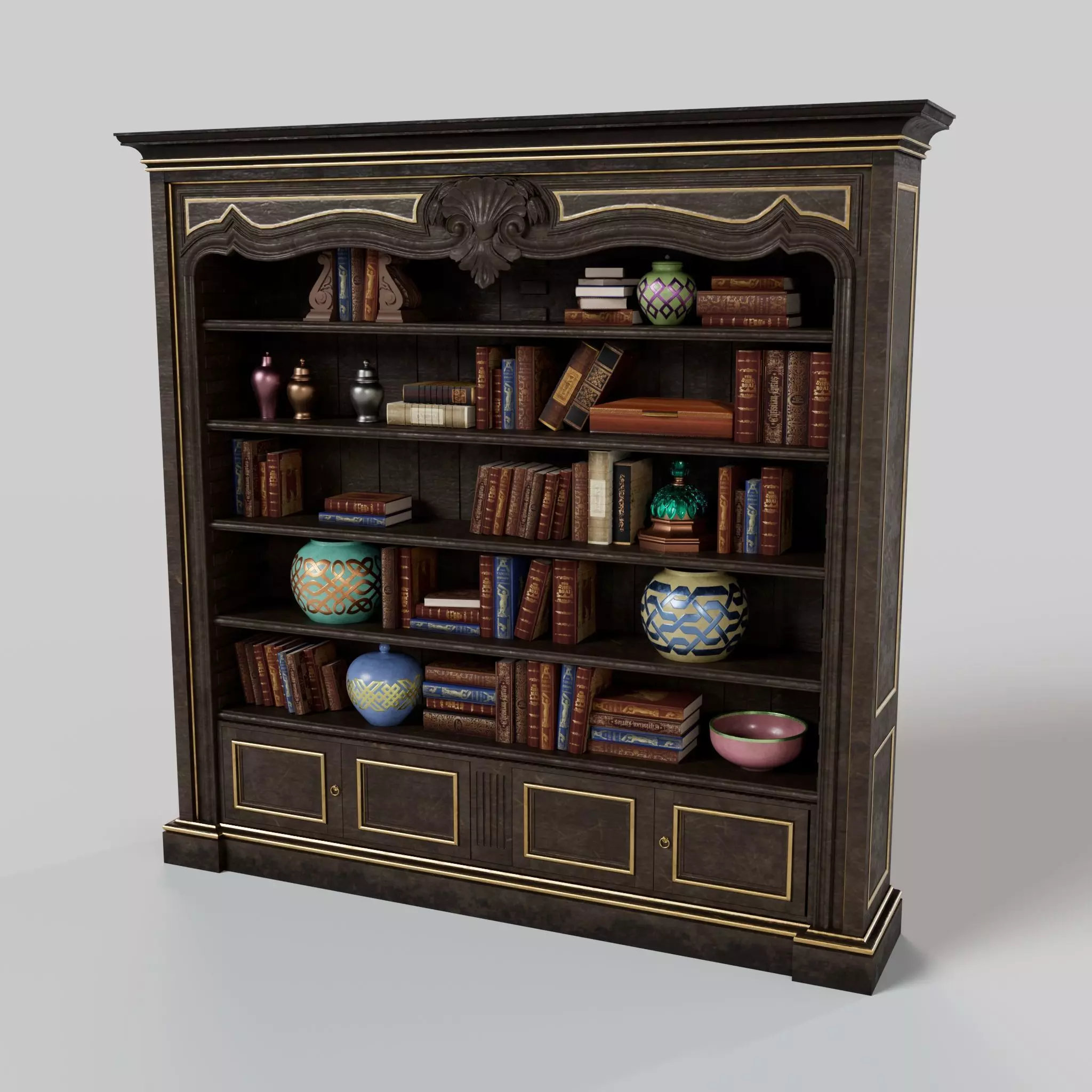 Vintage Bookcase 3D model_0
