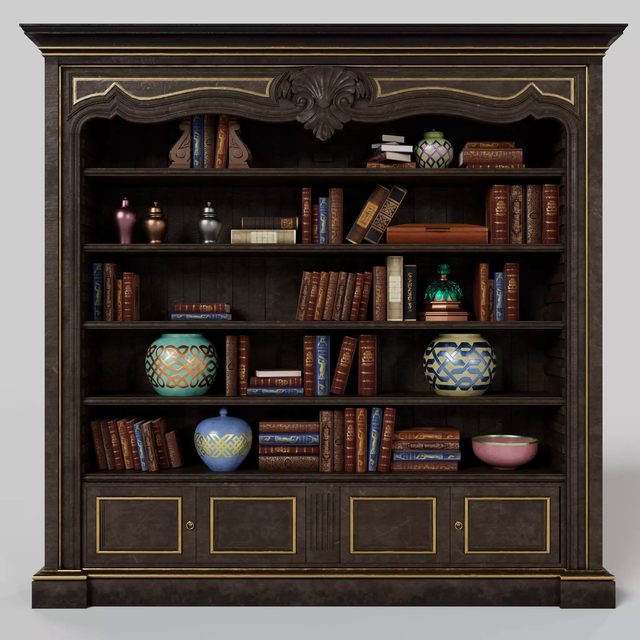Vintage Bookcase 3D model_2