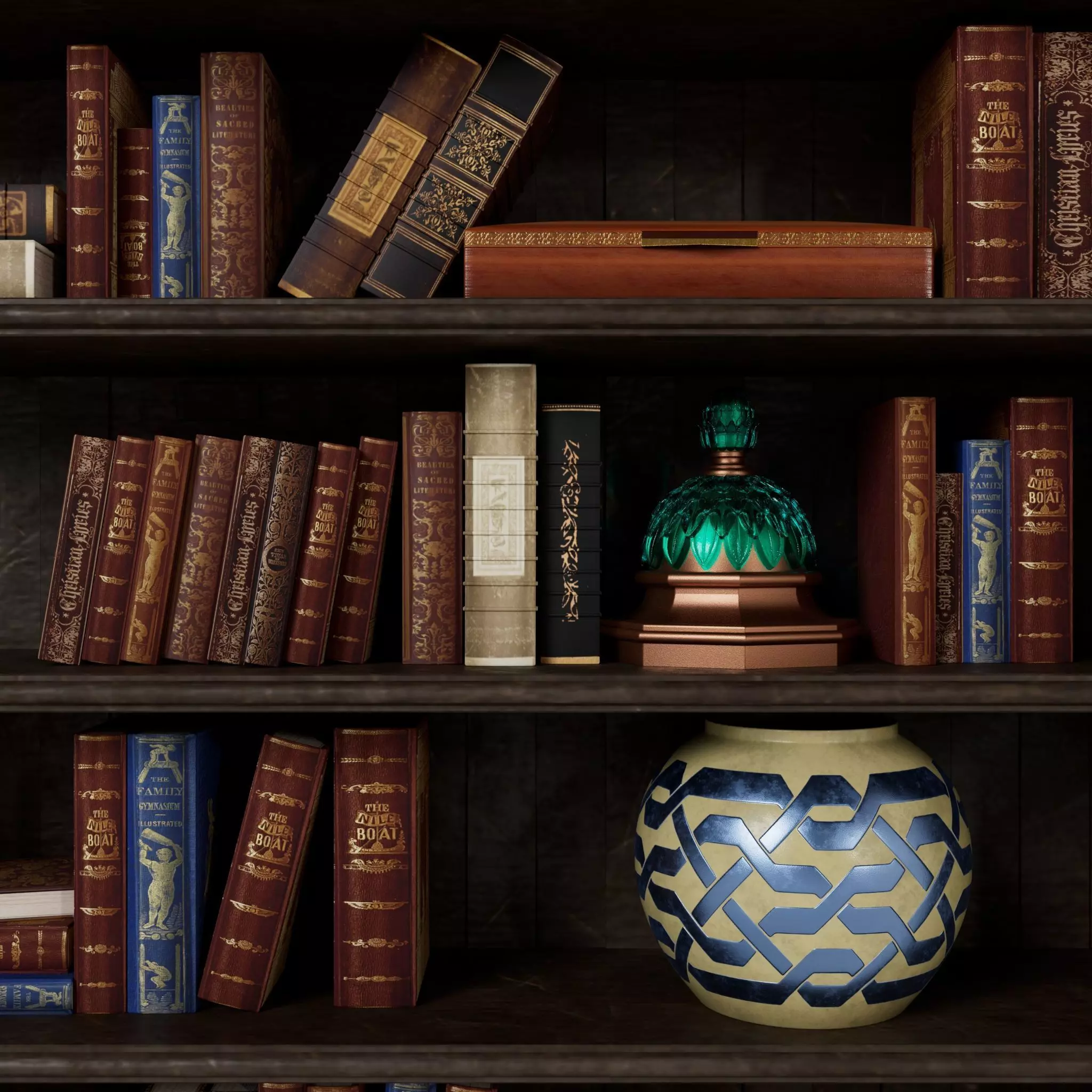 Vintage Bookcase 3D model_5