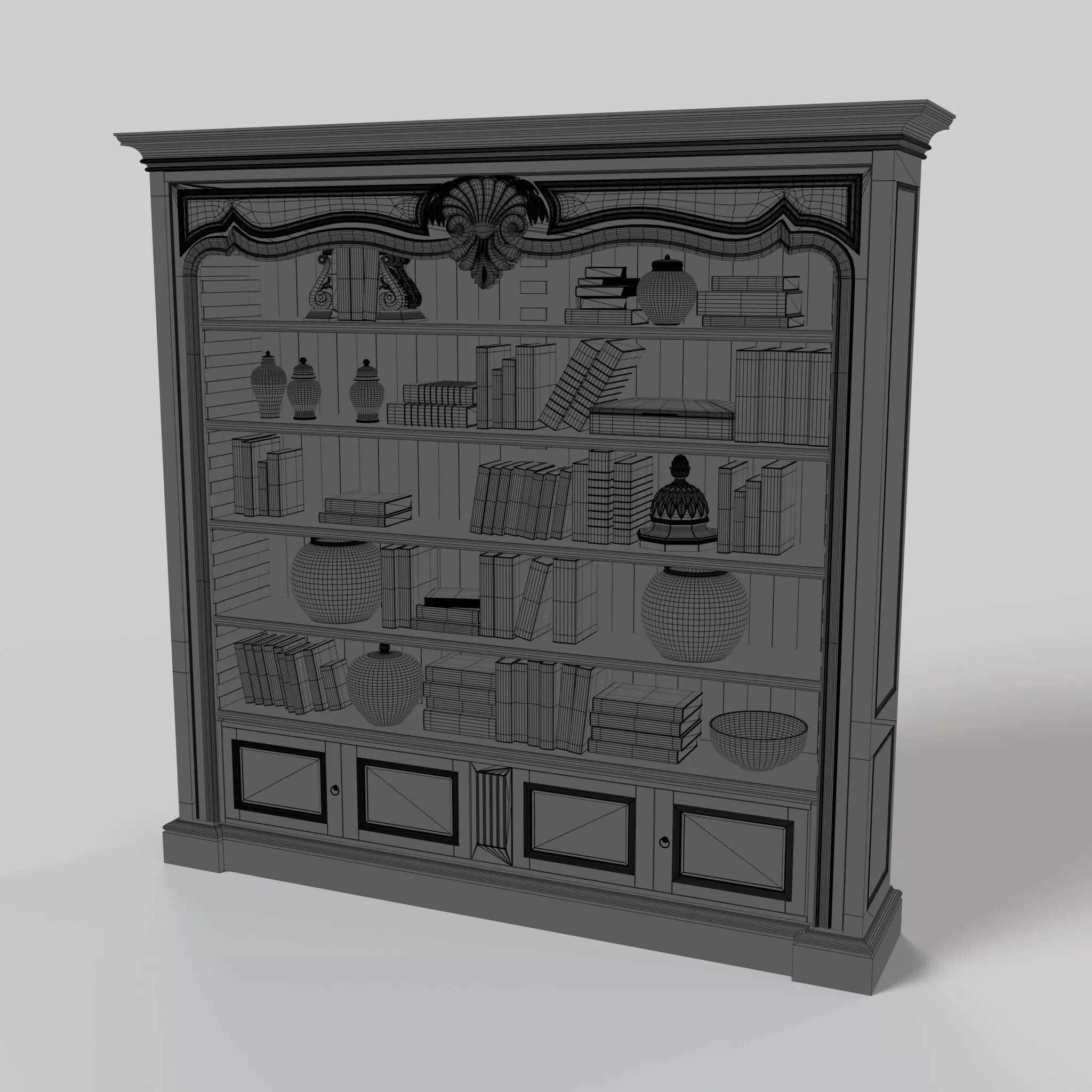 Vintage Bookcase 3D model_6
