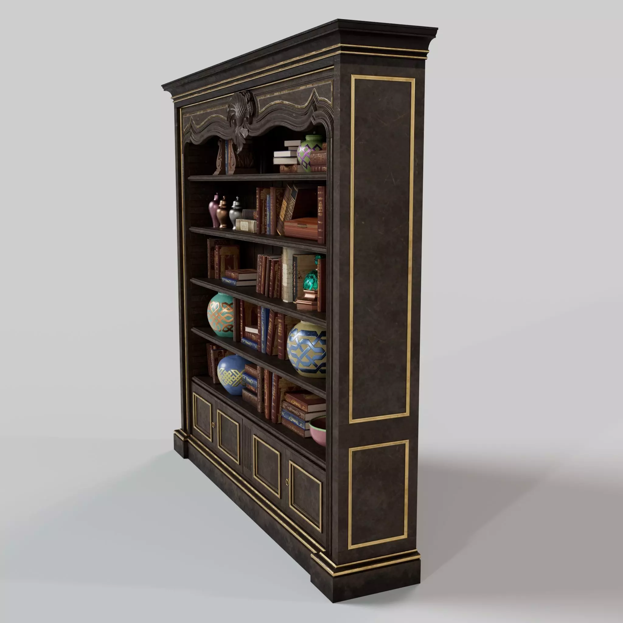 Vintage Bookcase 3D model_3