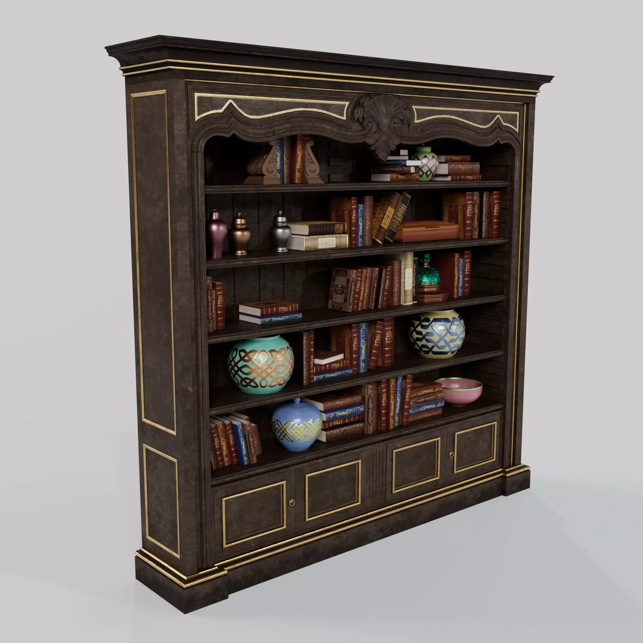 Vintage Bookcase 3D model_1