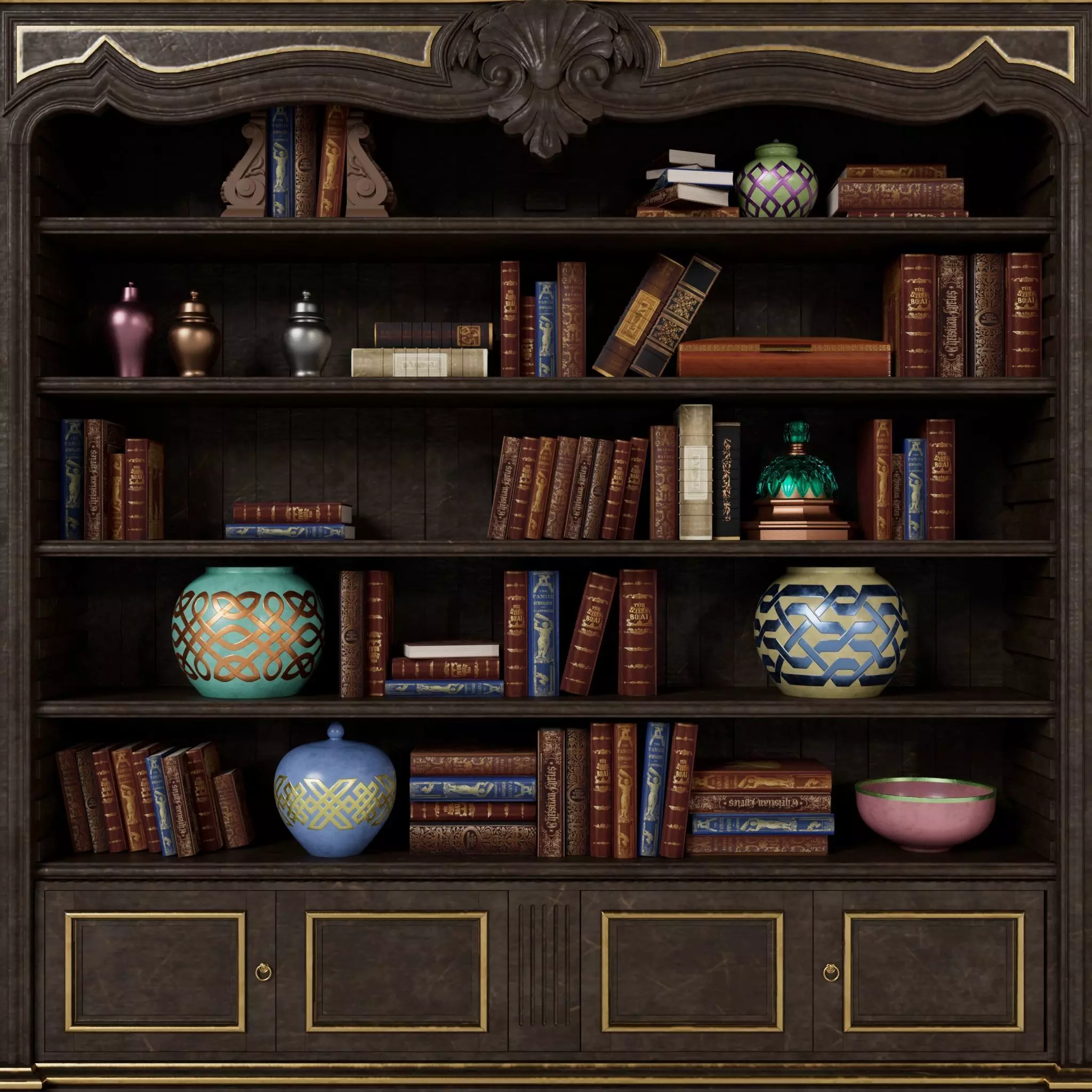Vintage Bookcase 3D model_4