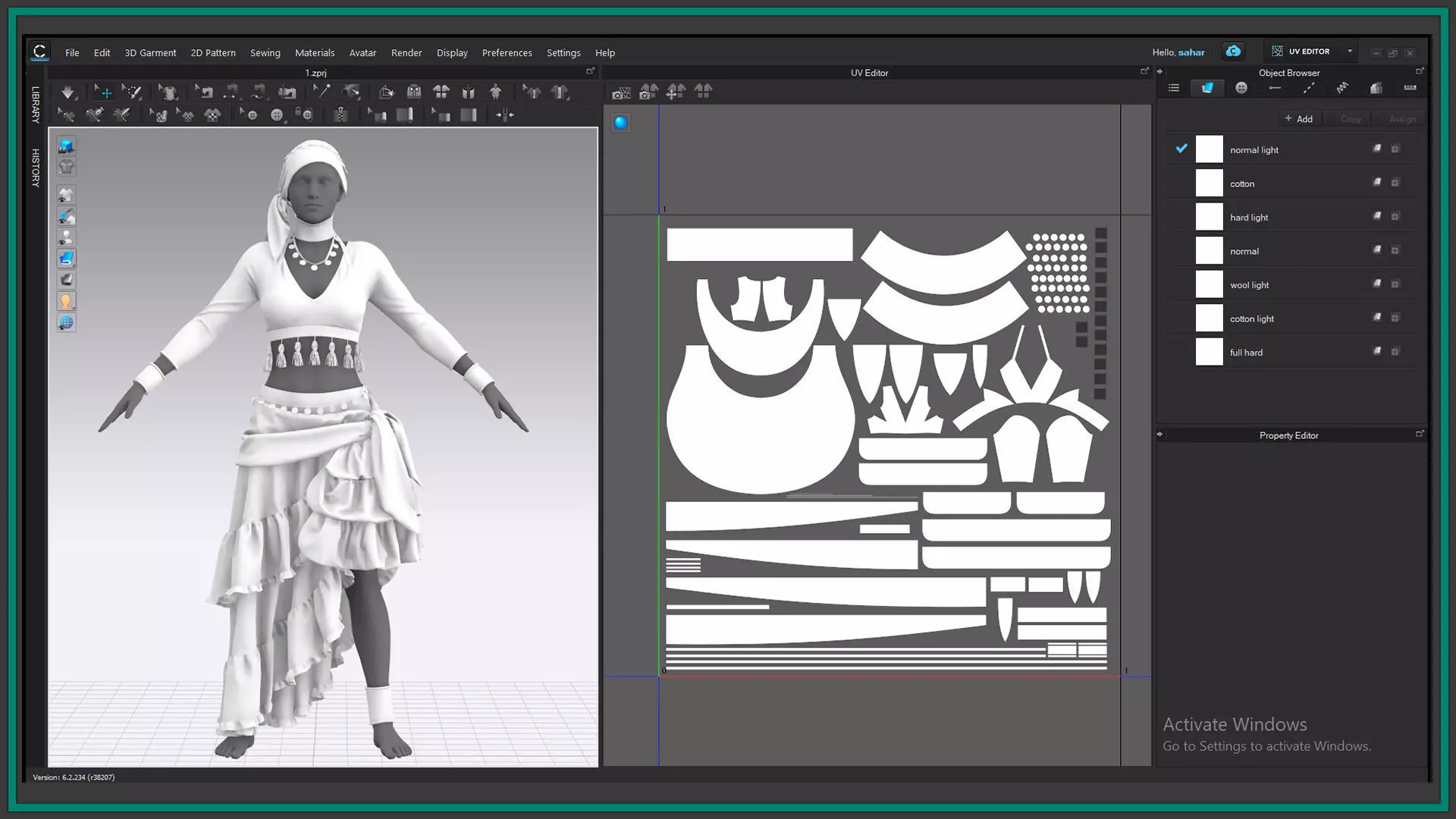 female romani dance outfit with texture and smart material 3D model_7