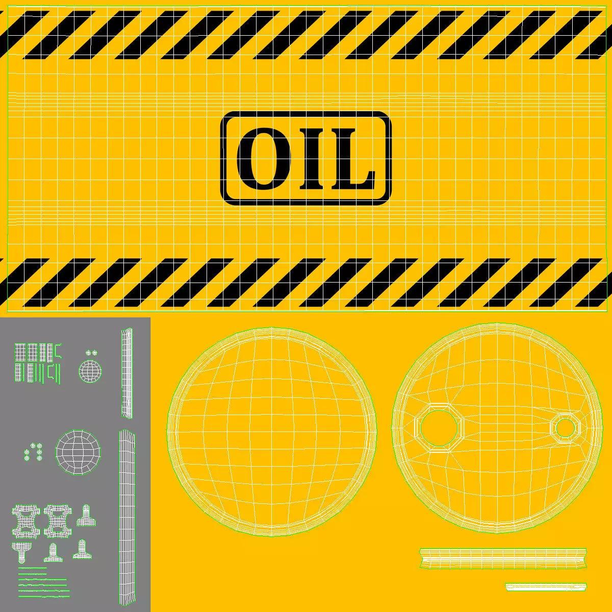 Oil Barrel Low-poly 3D model_10