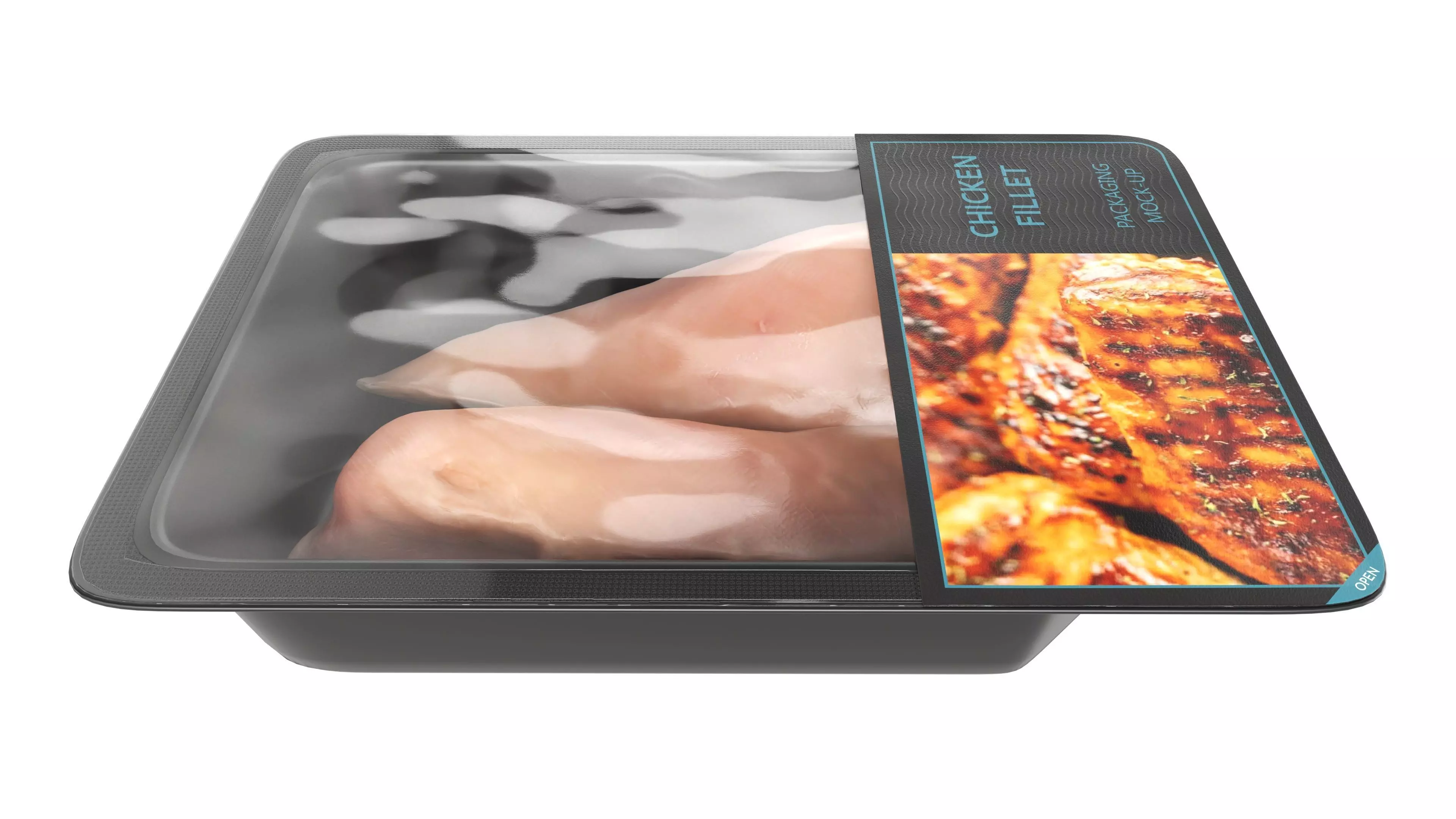 Chicken fillet raw in packaging Low-poly 3D model_1