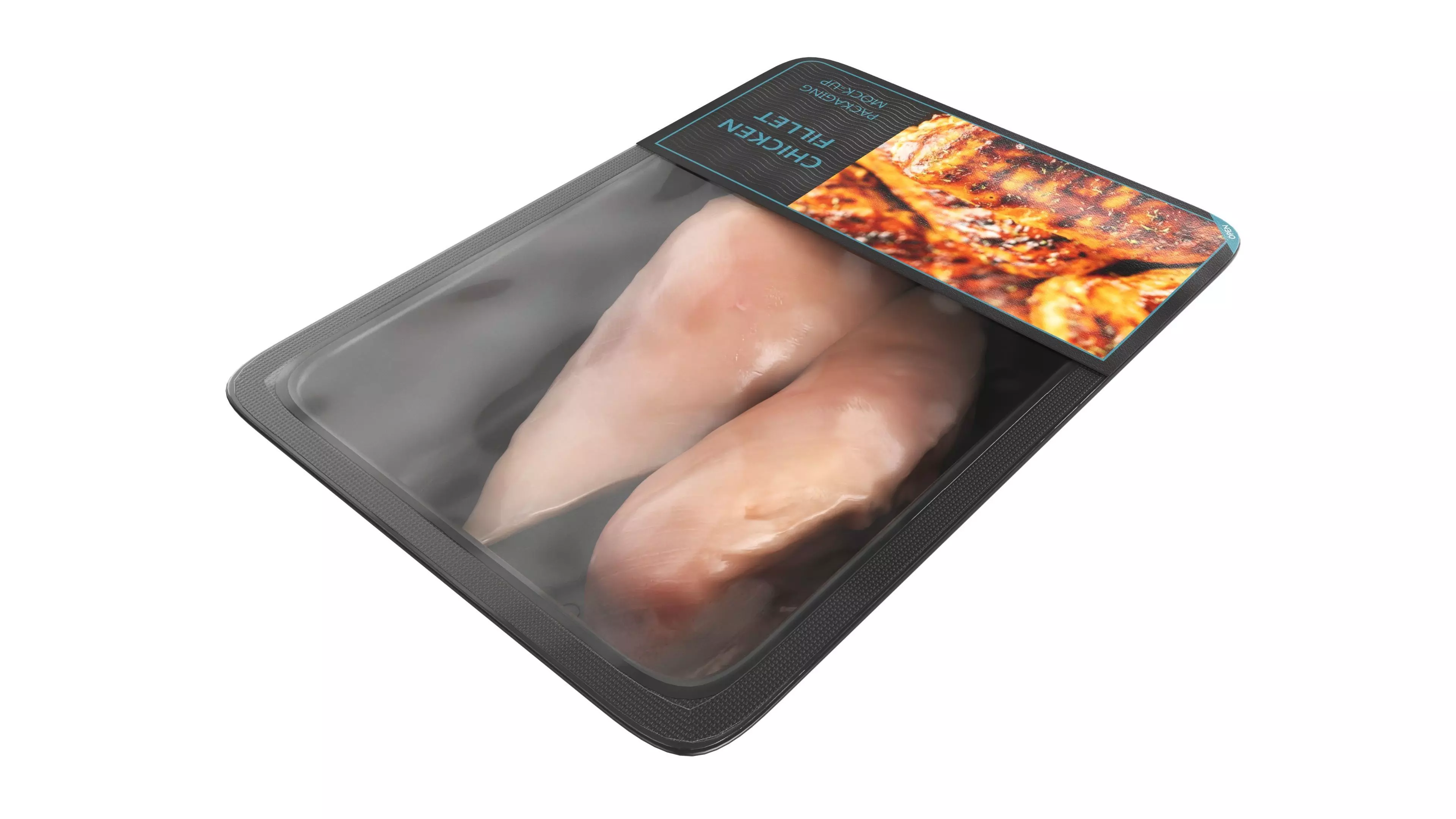 Chicken fillet raw in packaging Low-poly 3D model_2