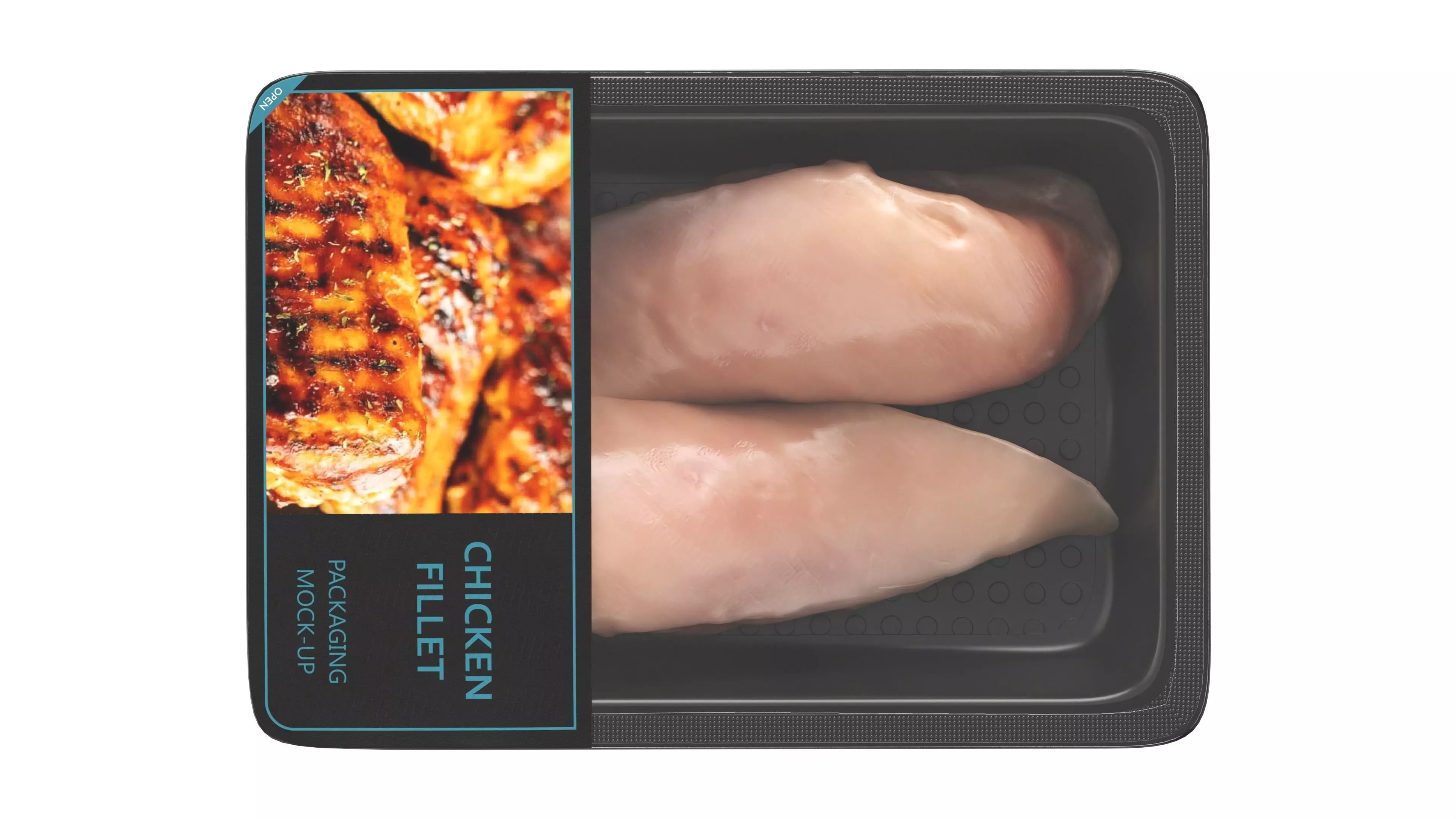 Chicken fillet raw in packaging Low-poly 3D model_5