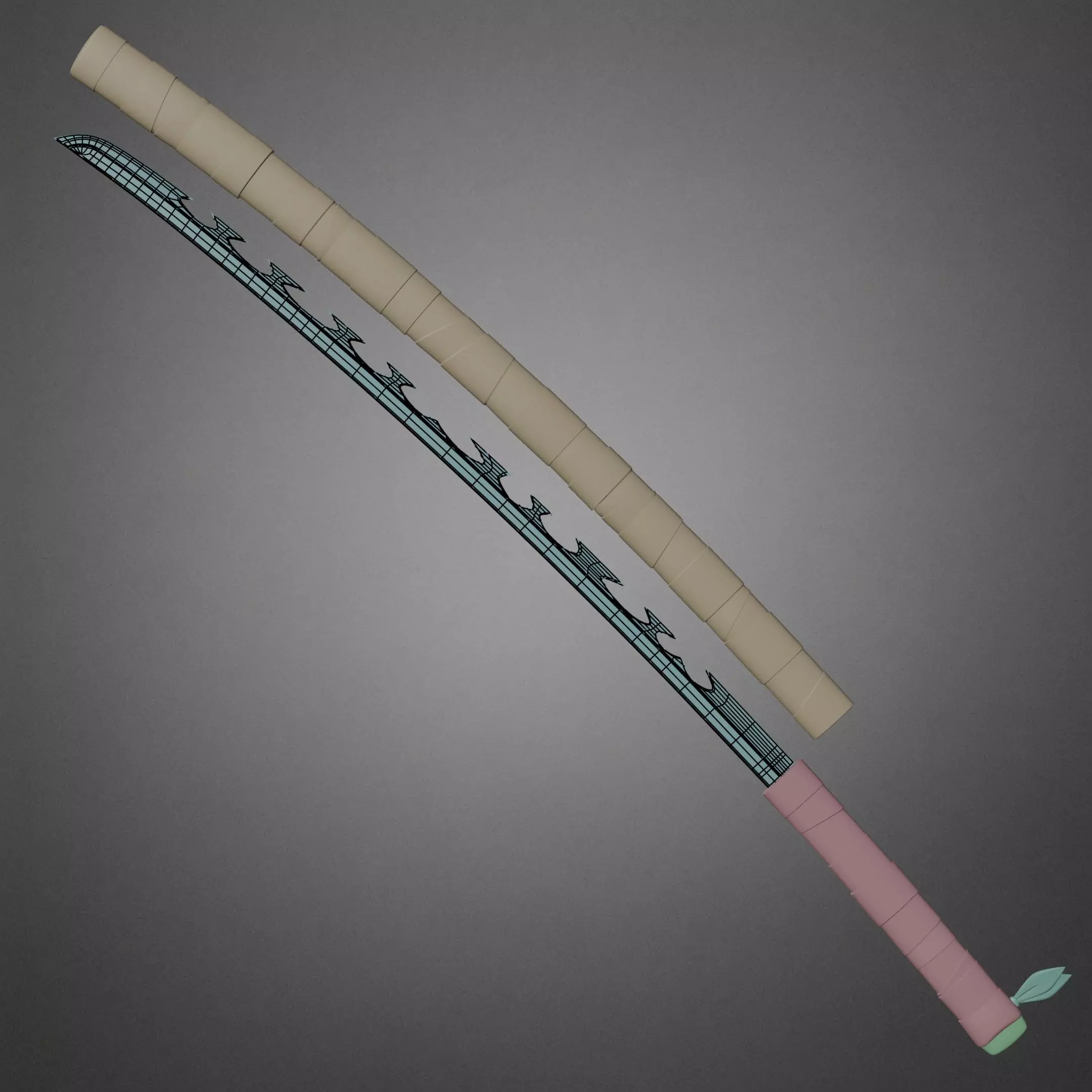 Demon Slayer Inosuke Hashibira Nichirin Katana for Cosplay 3D print model_24