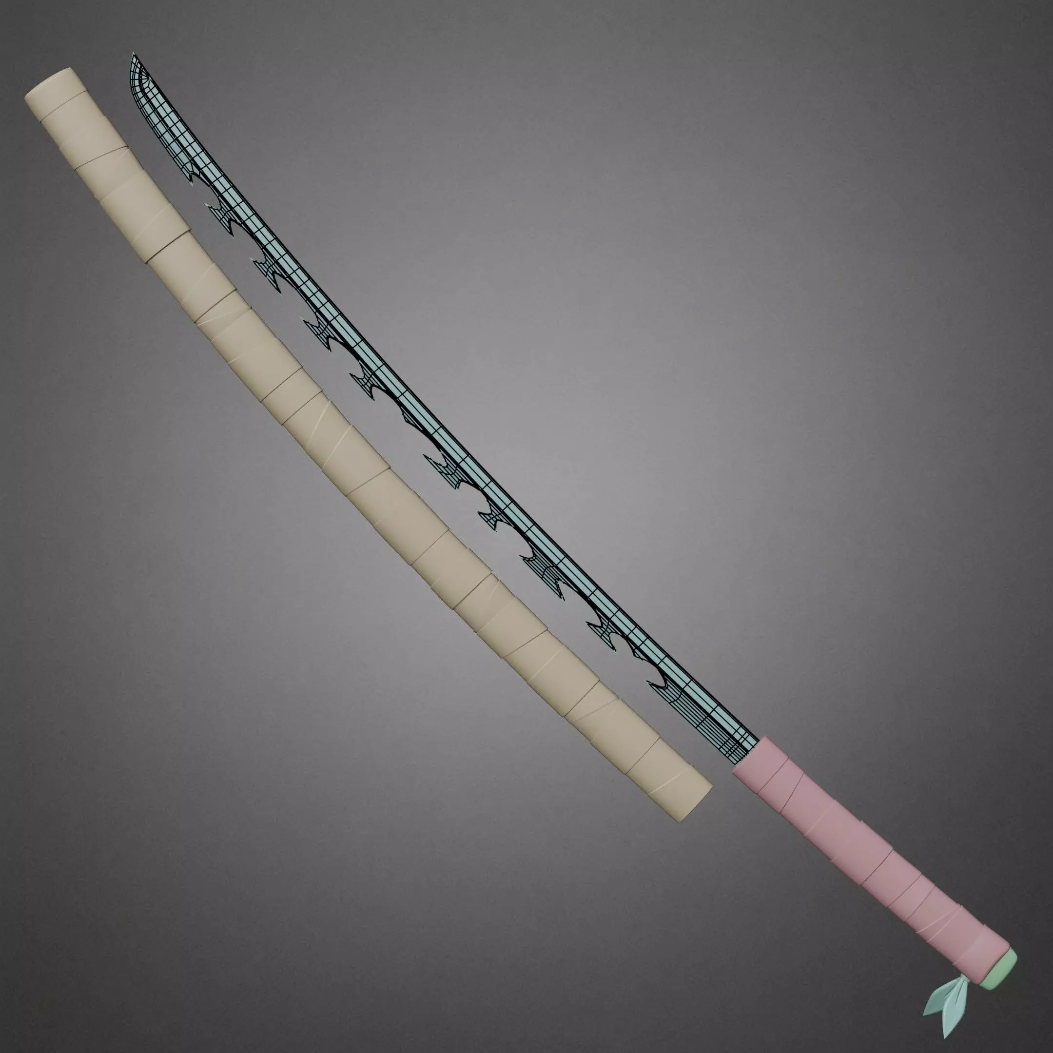 Demon Slayer Inosuke Hashibira Nichirin Katana for Cosplay 3D print model_16