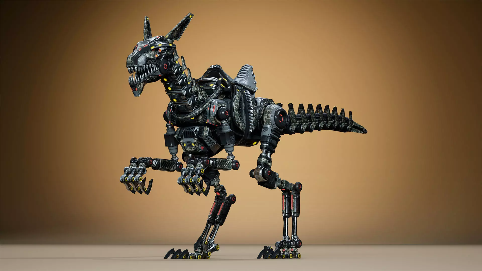 Sci-Fi Dino Velociraptor 2 Low-poly 3D model_9