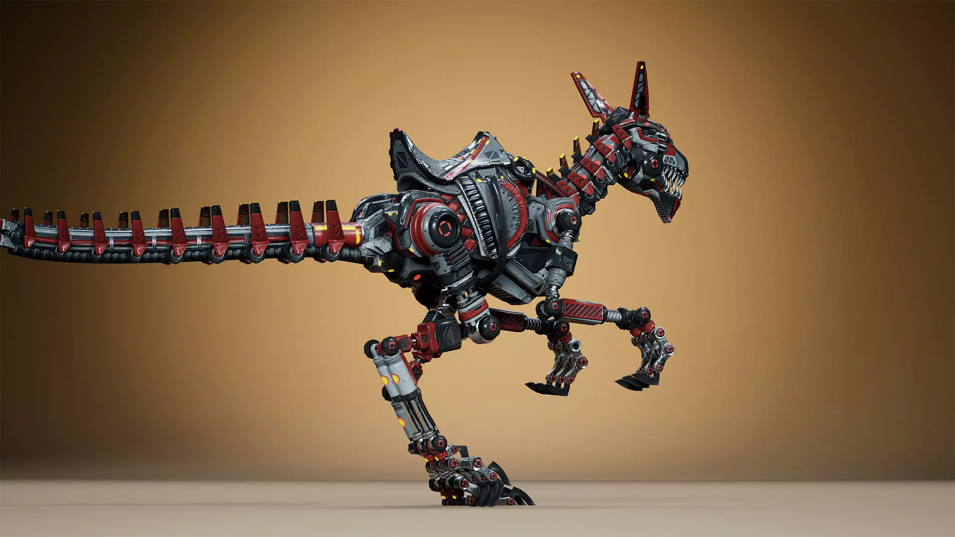 Sci-Fi Dino Velociraptor 2 Low-poly 3D model_11