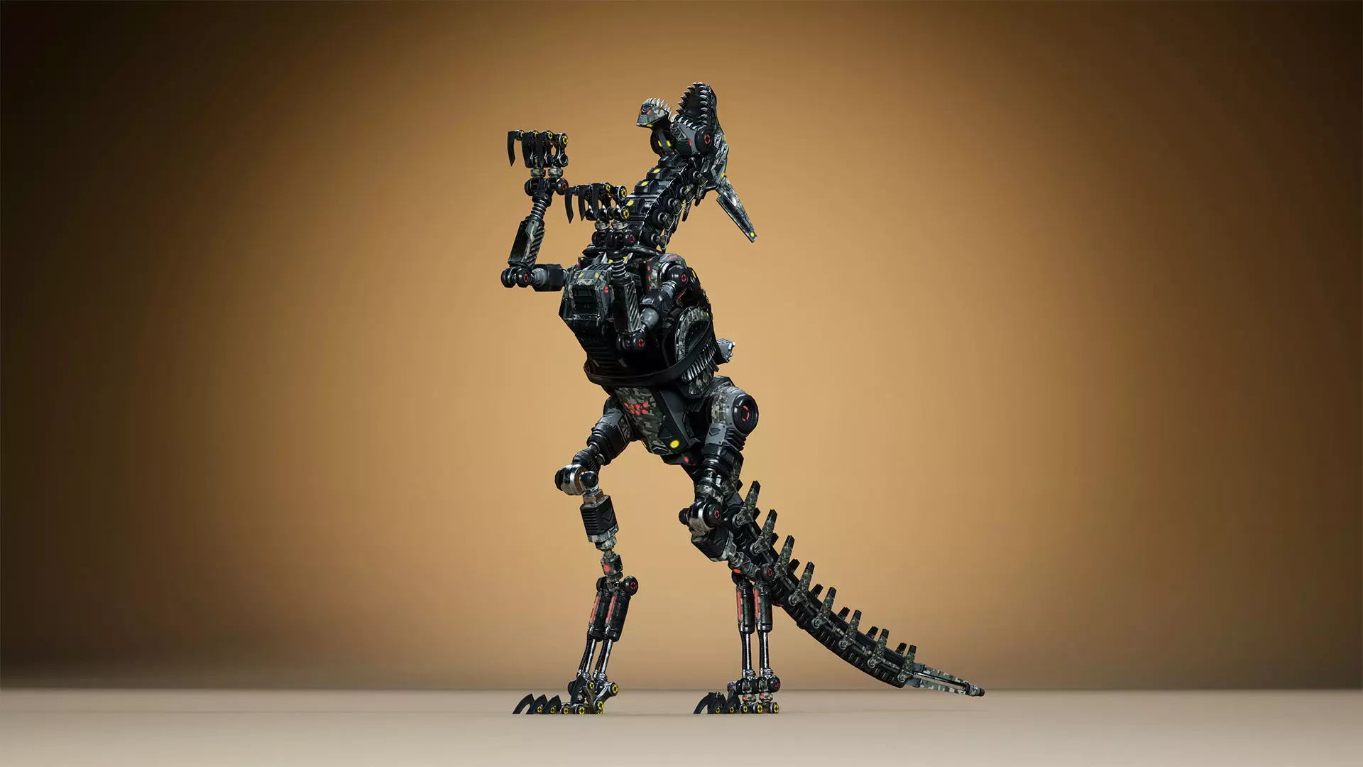 Sci-Fi Dino Velociraptor 2 Low-poly 3D model_10