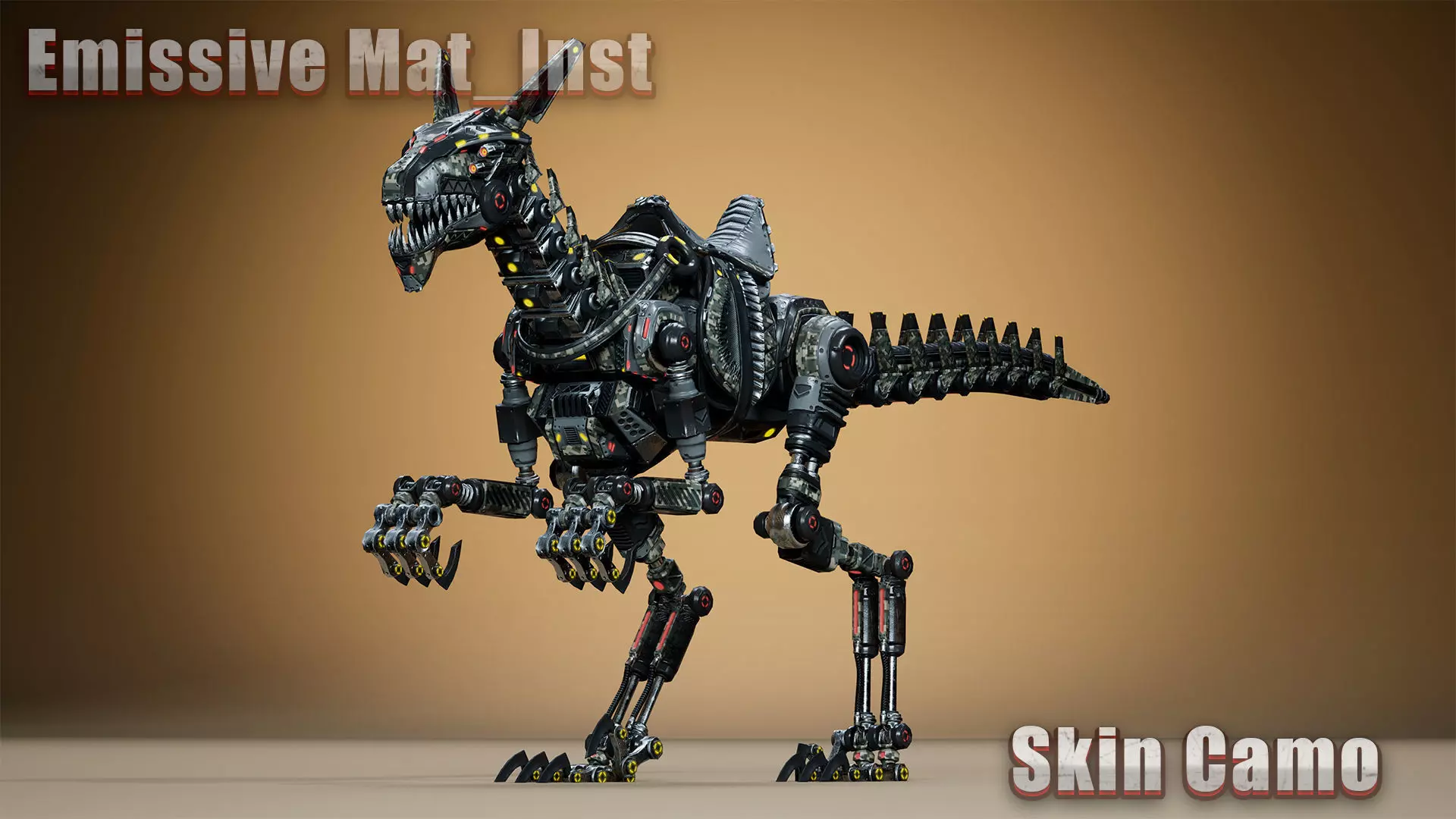 Sci-Fi Dino Velociraptor 2 Low-poly 3D model_4