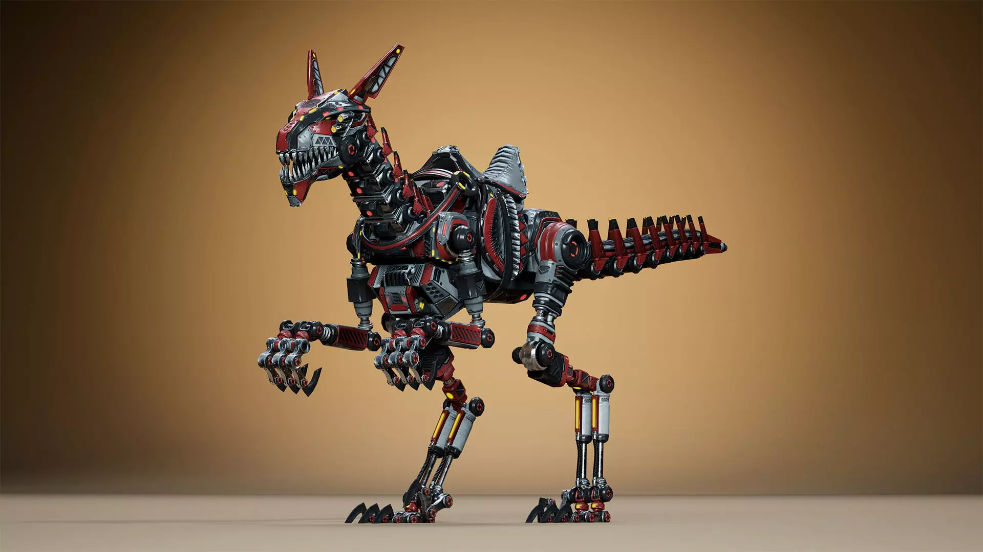 Sci-Fi Dino Velociraptor 2 Low-poly 3D model_8