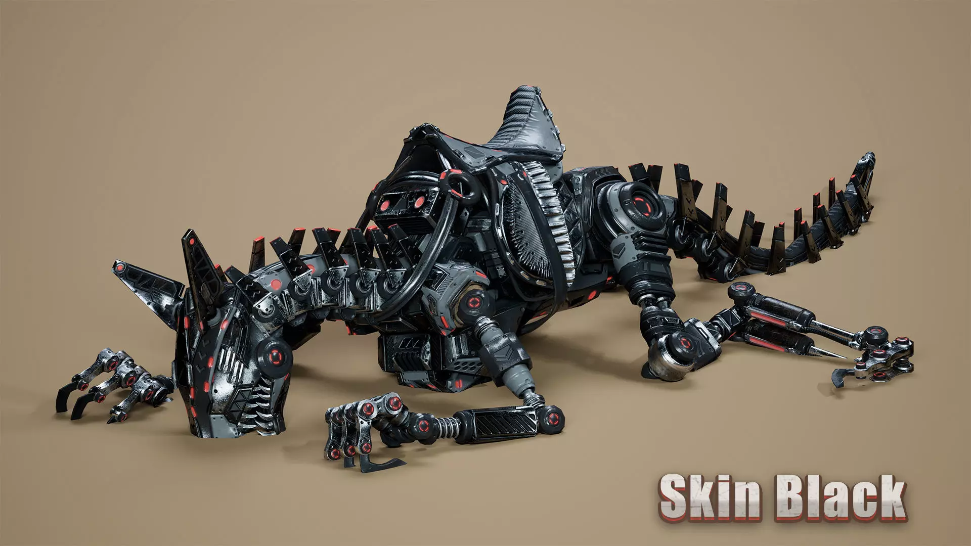 Sci-Fi Dino Velociraptor 2 Low-poly 3D model_5