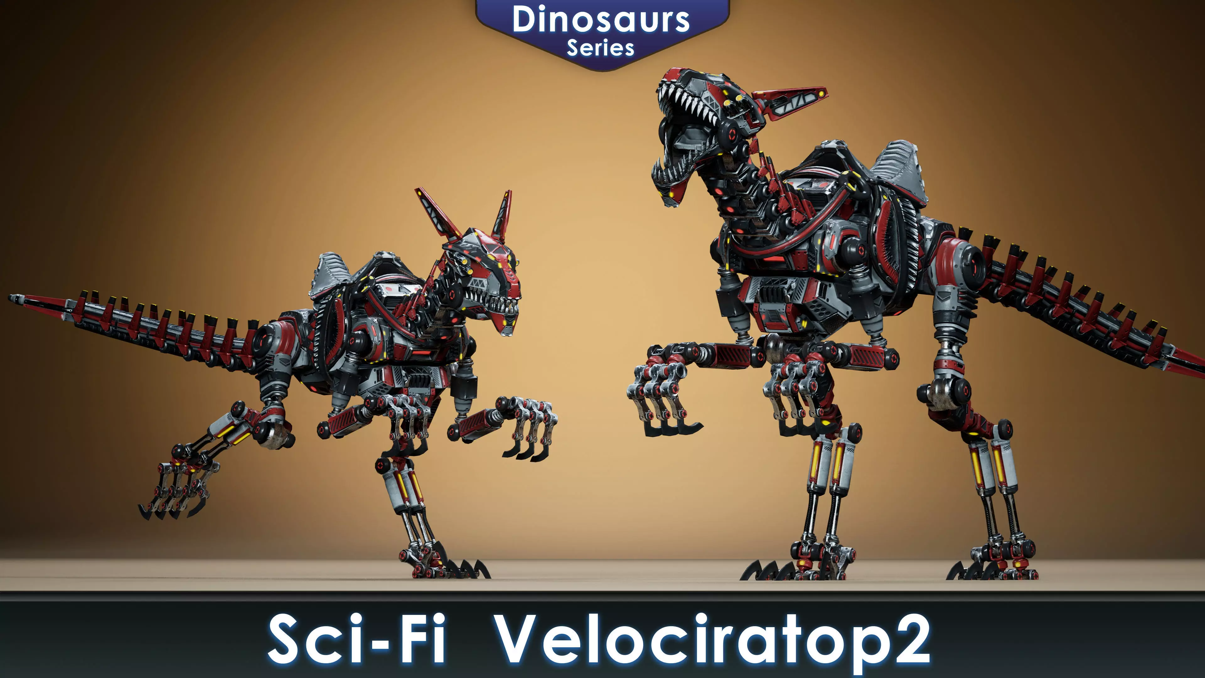 Sci-Fi Dino Velociraptor 2 Low-poly 3D model_0