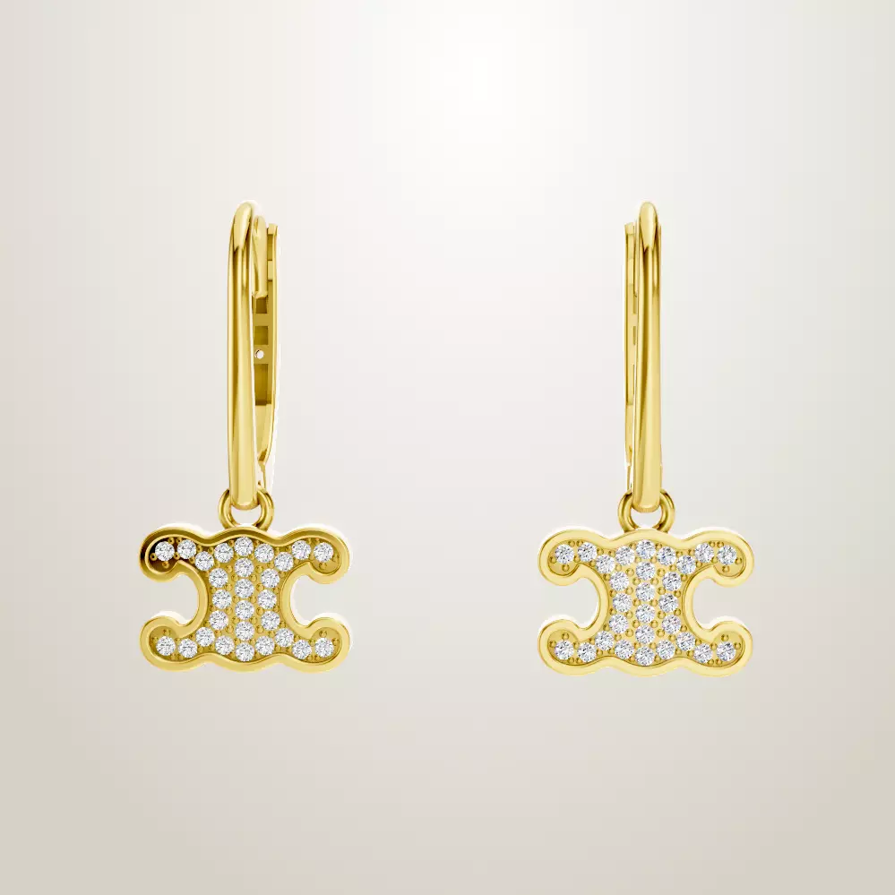 Celine Triomphe Rhinestone Earrings 3D print model