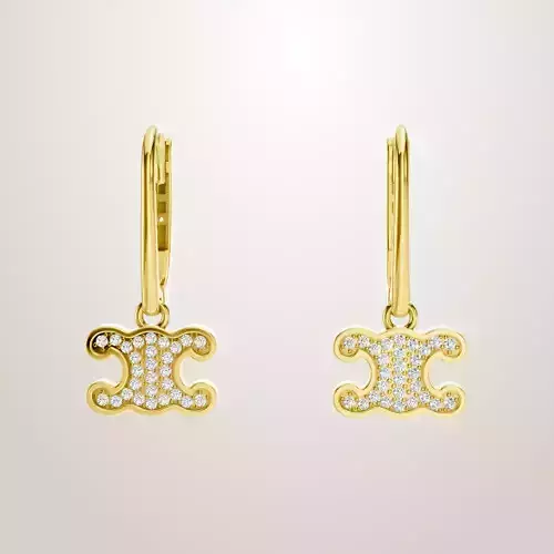 Celine Triomphe Rhinestone Earrings 