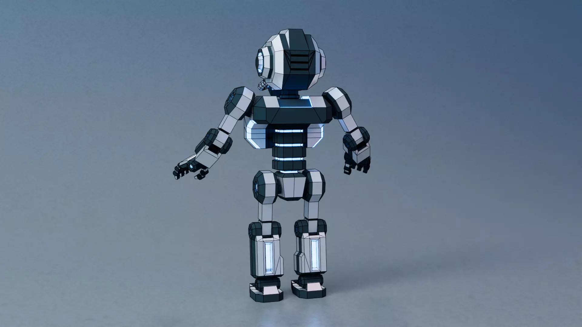 Sci-Fi Robot X-25-1 low-poly stylized Low-poly 3D model_8