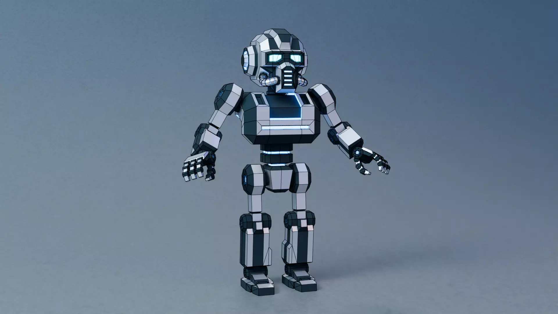 Sci-Fi Robot X-25-1 low-poly stylized Low-poly 3D model_9