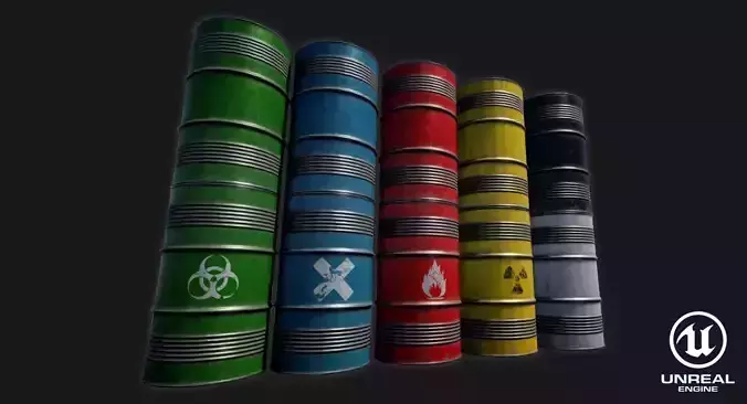 Low-poly PBR Metal Barrel