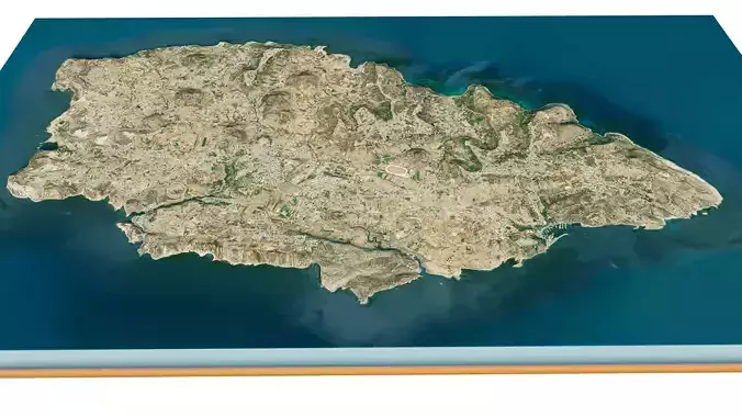 Gozo Island 3D model terrain Low-poly 3D model