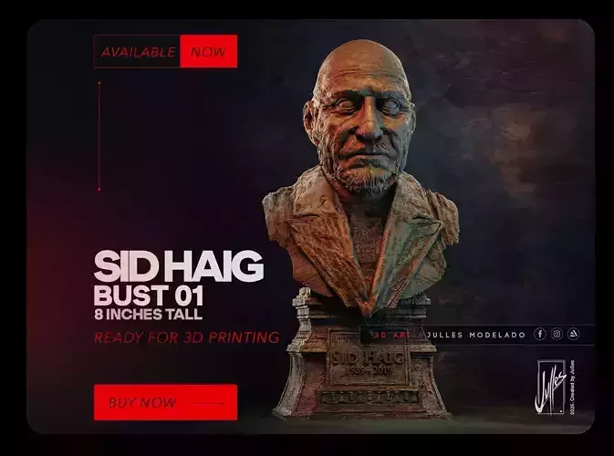 Sid Haig Bust 01 8 Inches Tall 3D print model