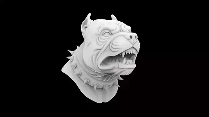 Aggressive Pitbull Bust 3D Print Model