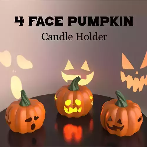 Pumpkin Tealight Candle Holder    4 Face Pumpkin Halloween Decor 3D print model