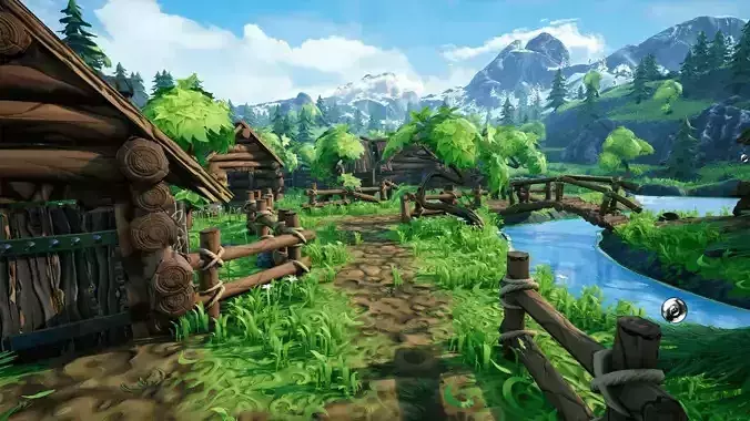 Stylized Village Environment Low-poly 3D model