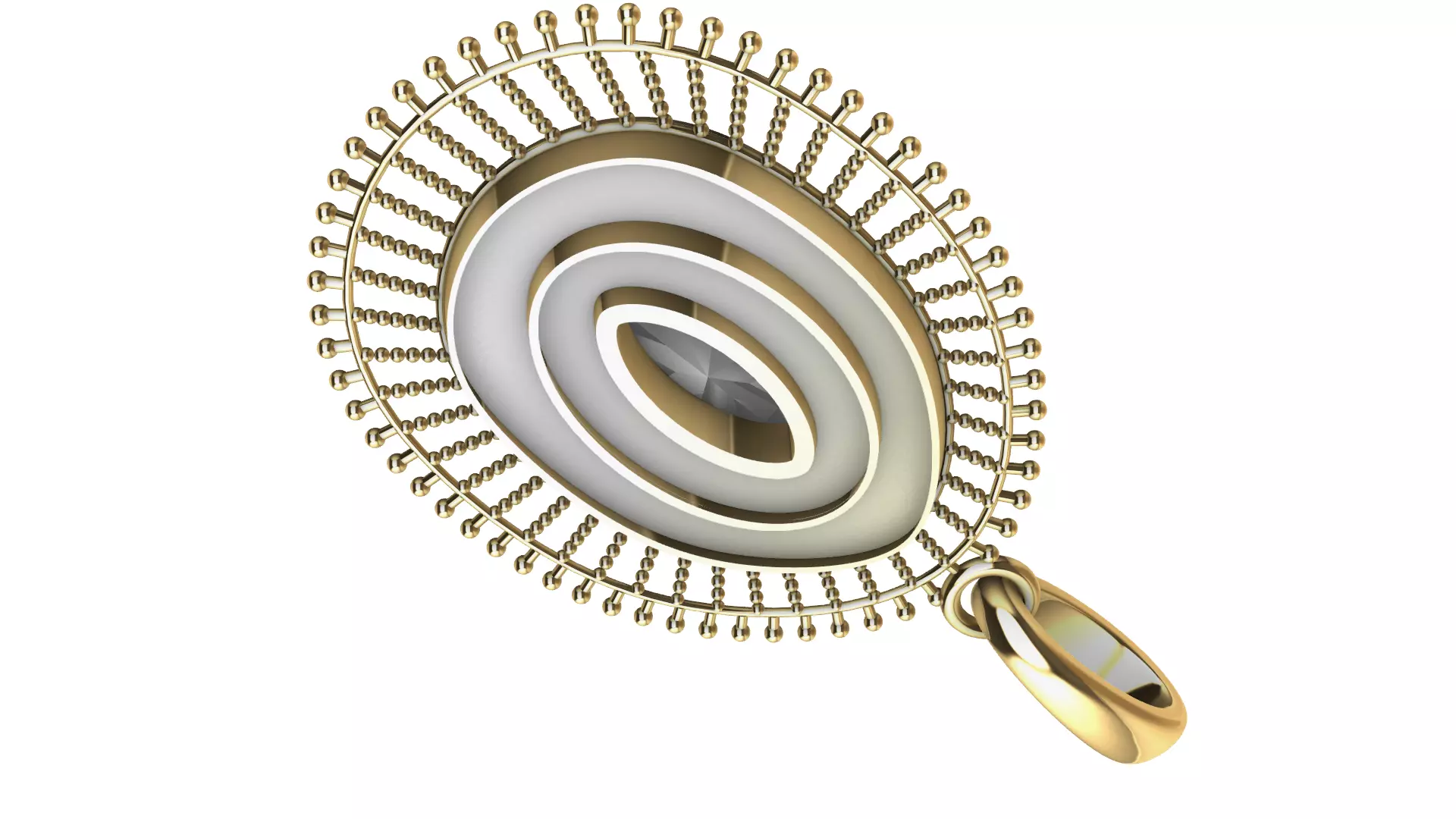 sun Rays Inspired Oval Pendants 4 variations 3D print model_4