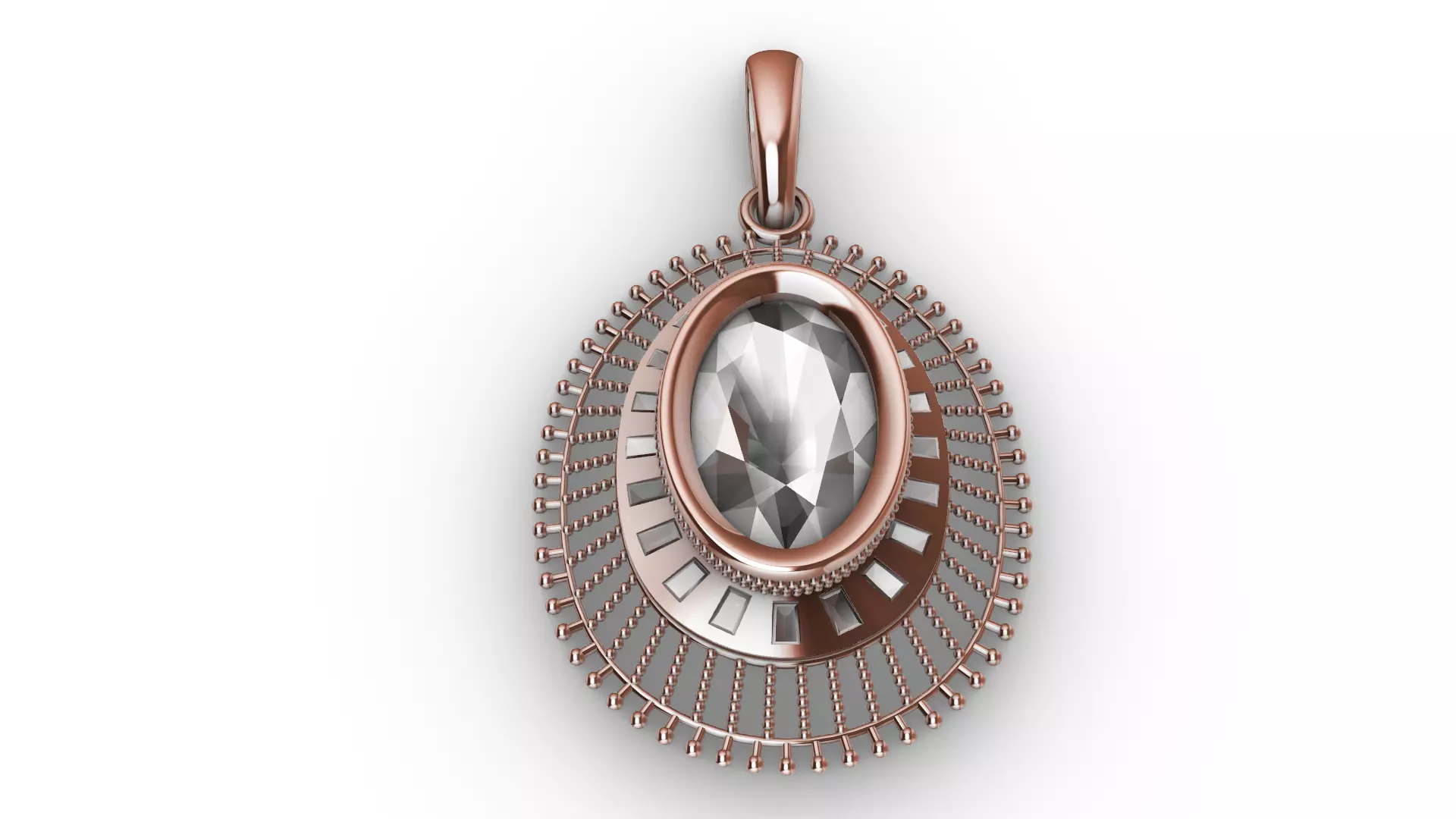 sun Rays Inspired Oval Pendants 4 variations 3D print model_5