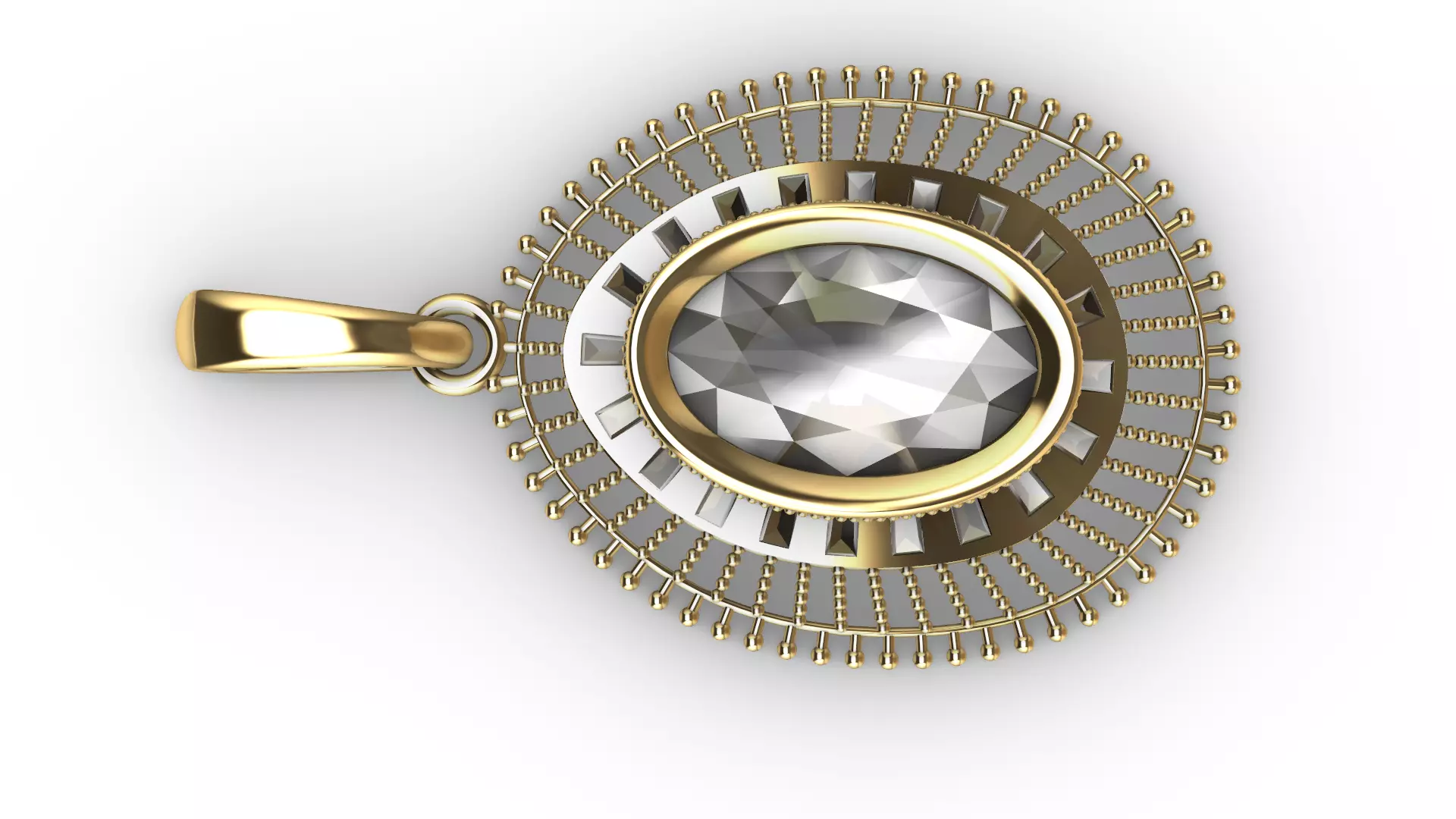 sun Rays Inspired Oval Pendants 4 variations 3D print model_3