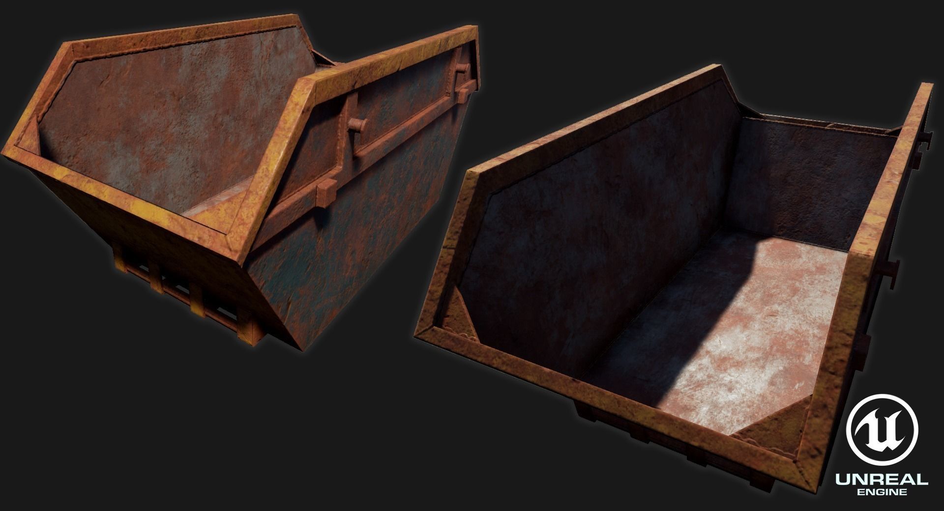 Low-poly PBR Skip pile of rubble in bin Low-poly 3D model_1