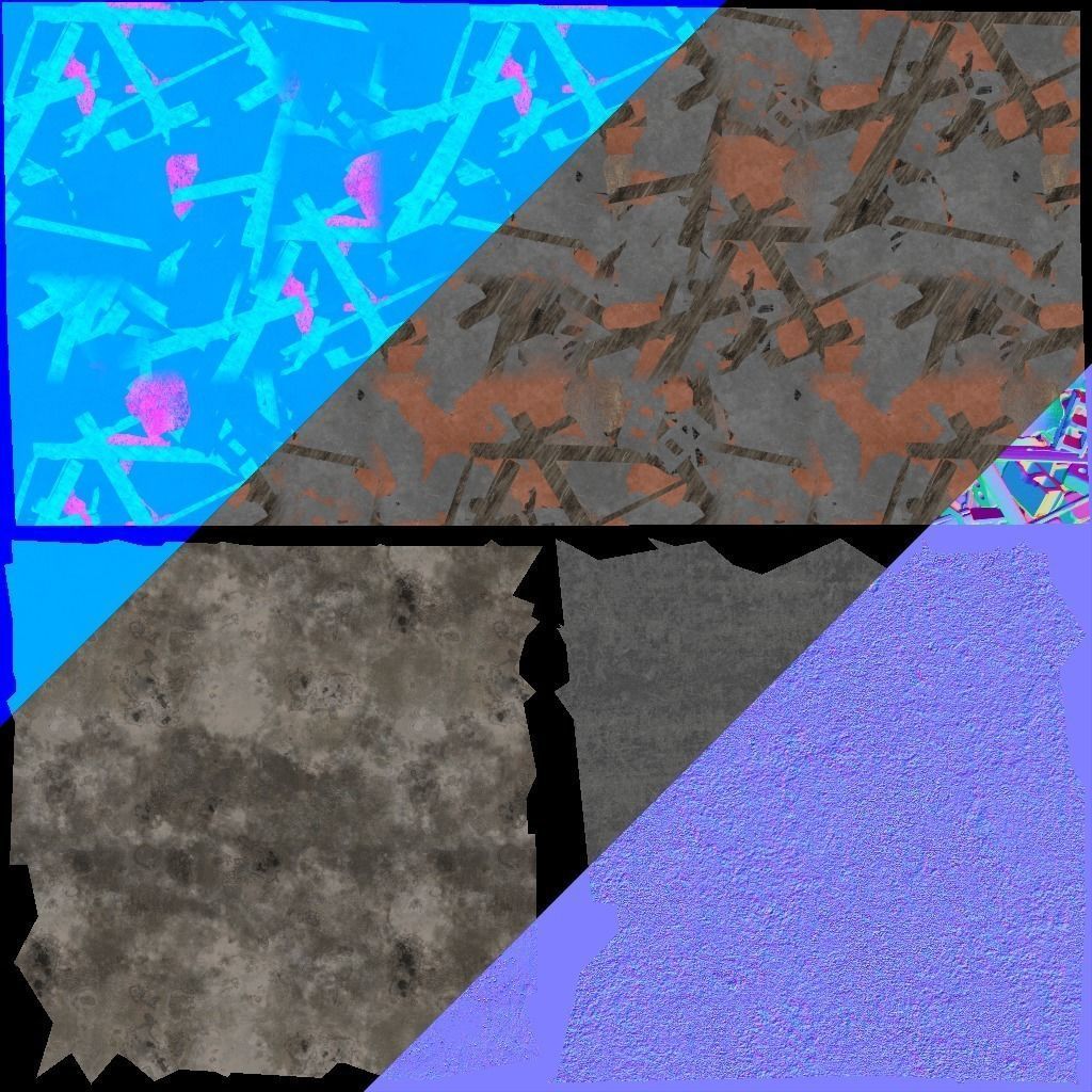 Low-poly PBR Skip pile of rubble in bin Low-poly 3D model_5