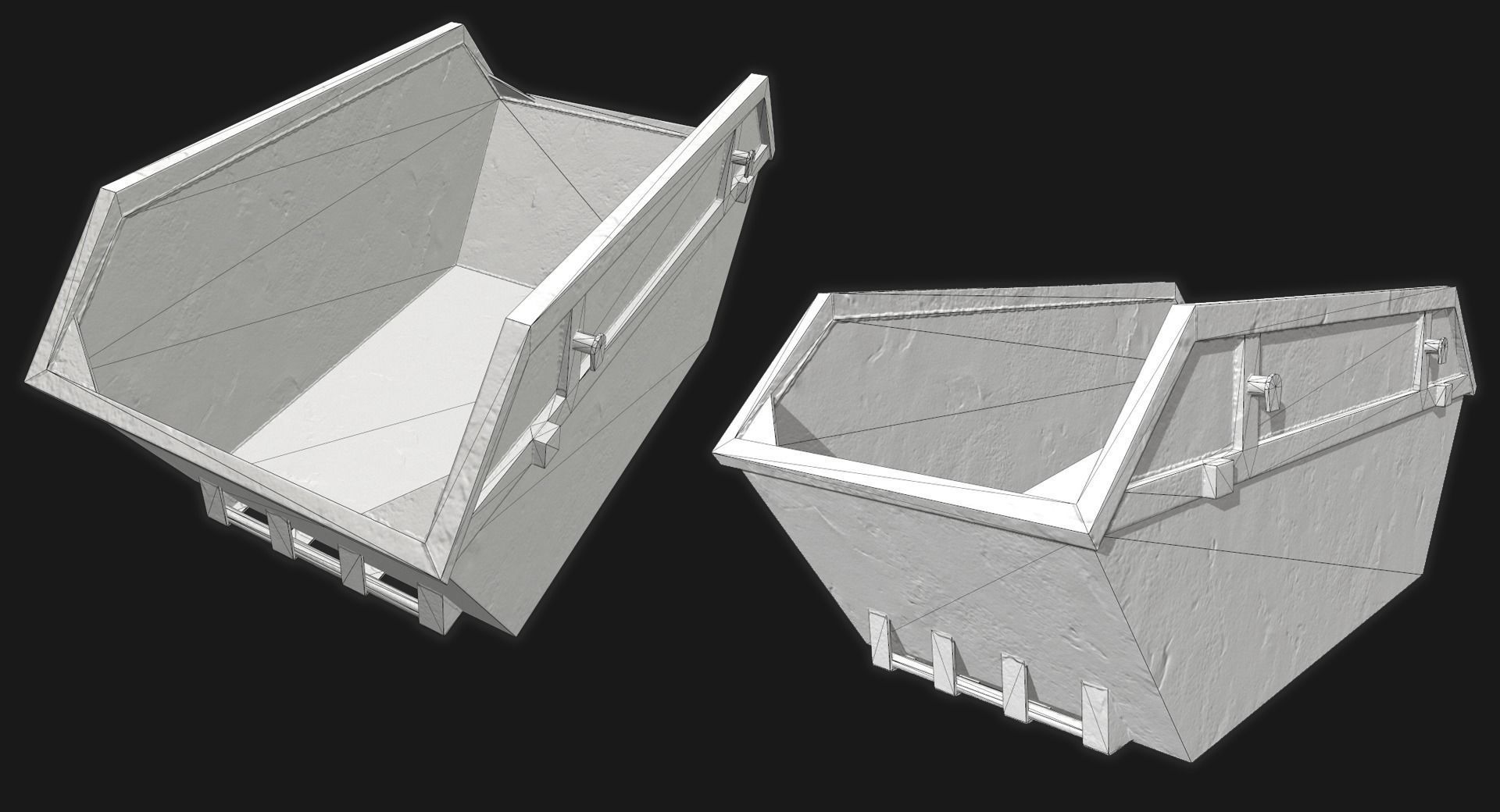 Low-poly PBR Skip pile of rubble in bin Low-poly 3D model_3
