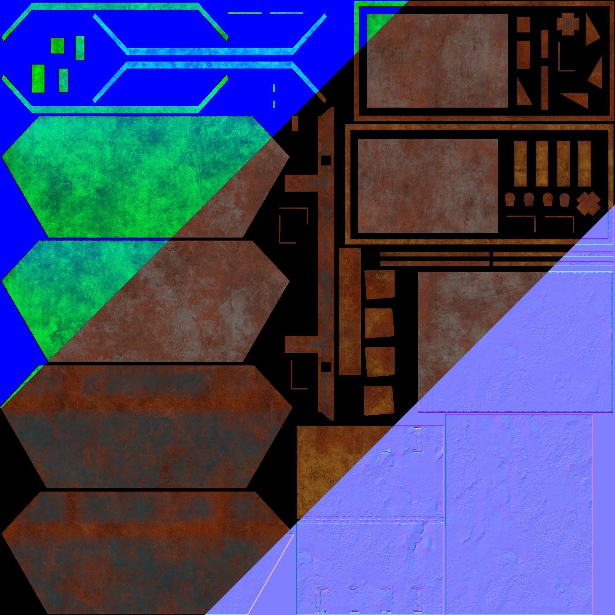 Low-poly PBR Skip pile of rubble in bin Low-poly 3D model_4