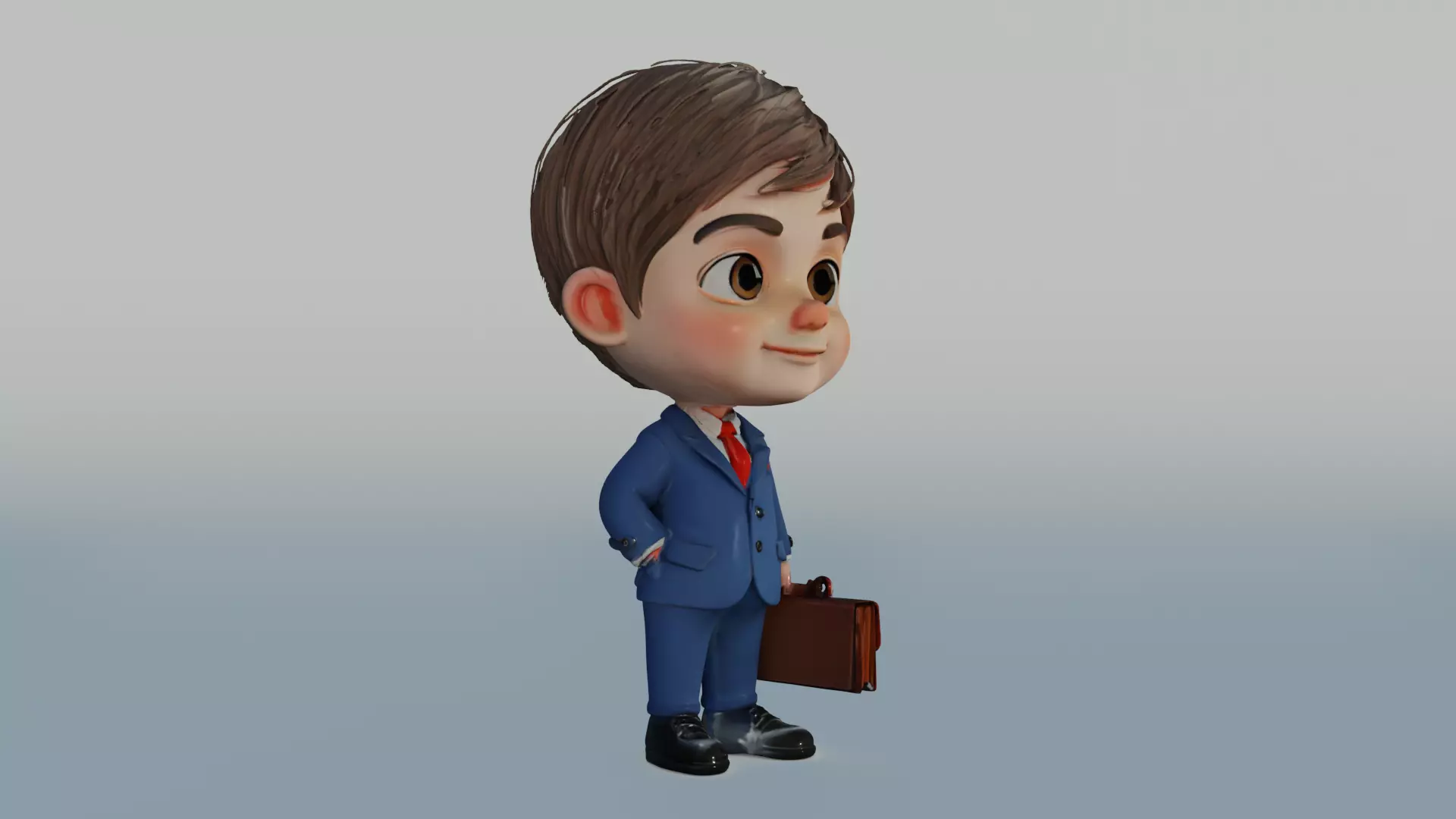 Cute 3D Cartoon Boy in Business Suit Holding Briefcase 3D model_1