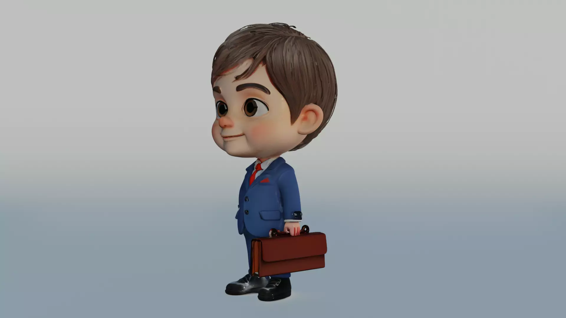 Cute 3D Cartoon Boy in Business Suit Holding Briefcase 3D model_4