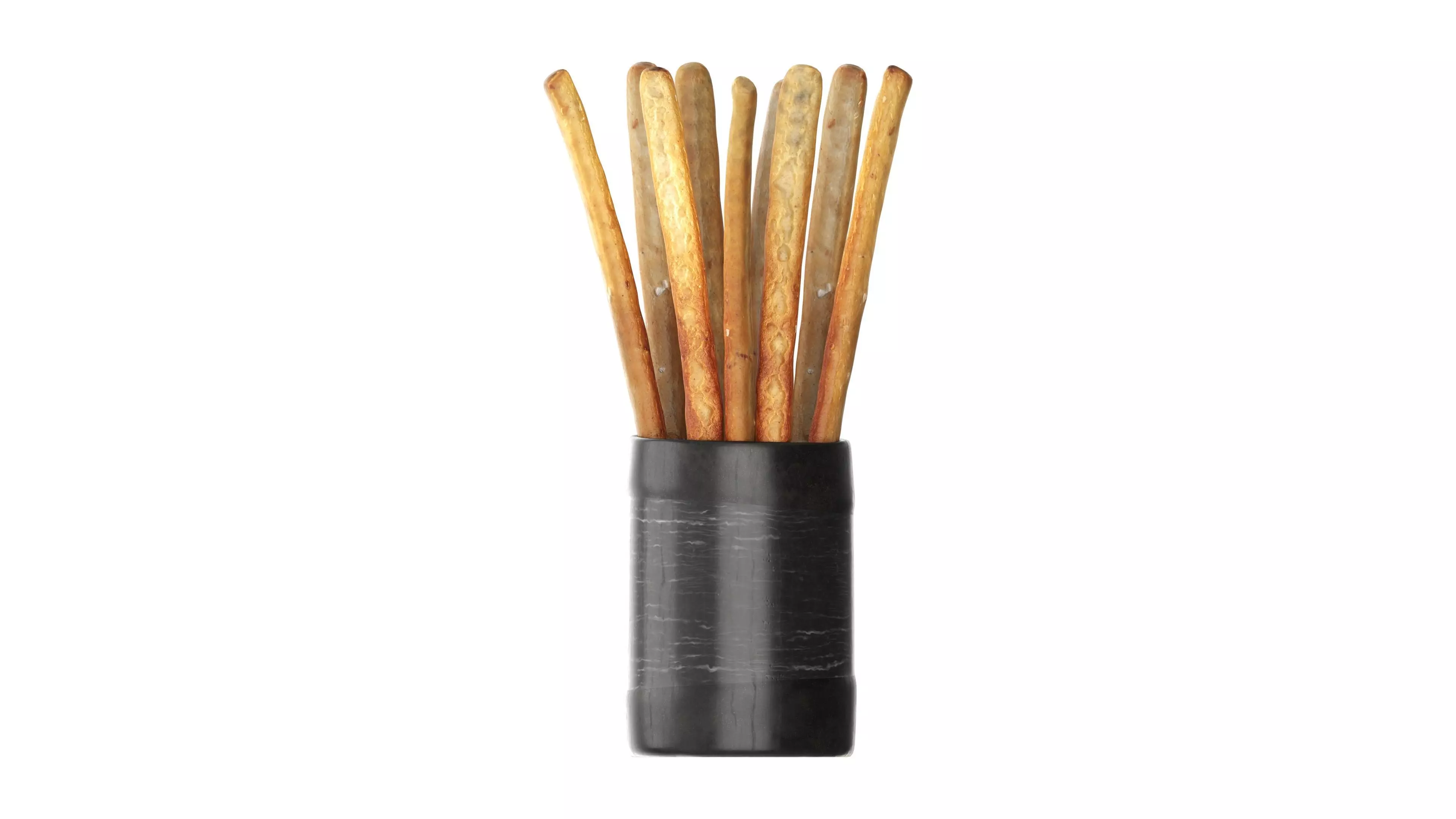 Crispy bread sticks in cup Low-poly 3D model_4