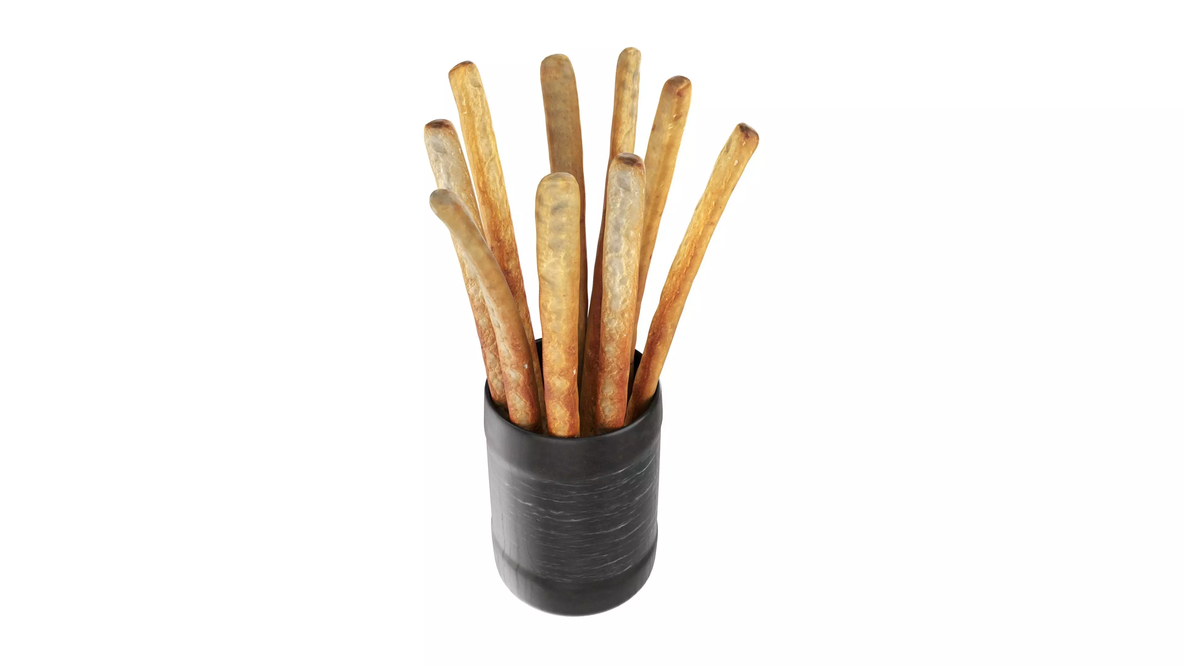 Crispy bread sticks in cup Low-poly 3D model_2