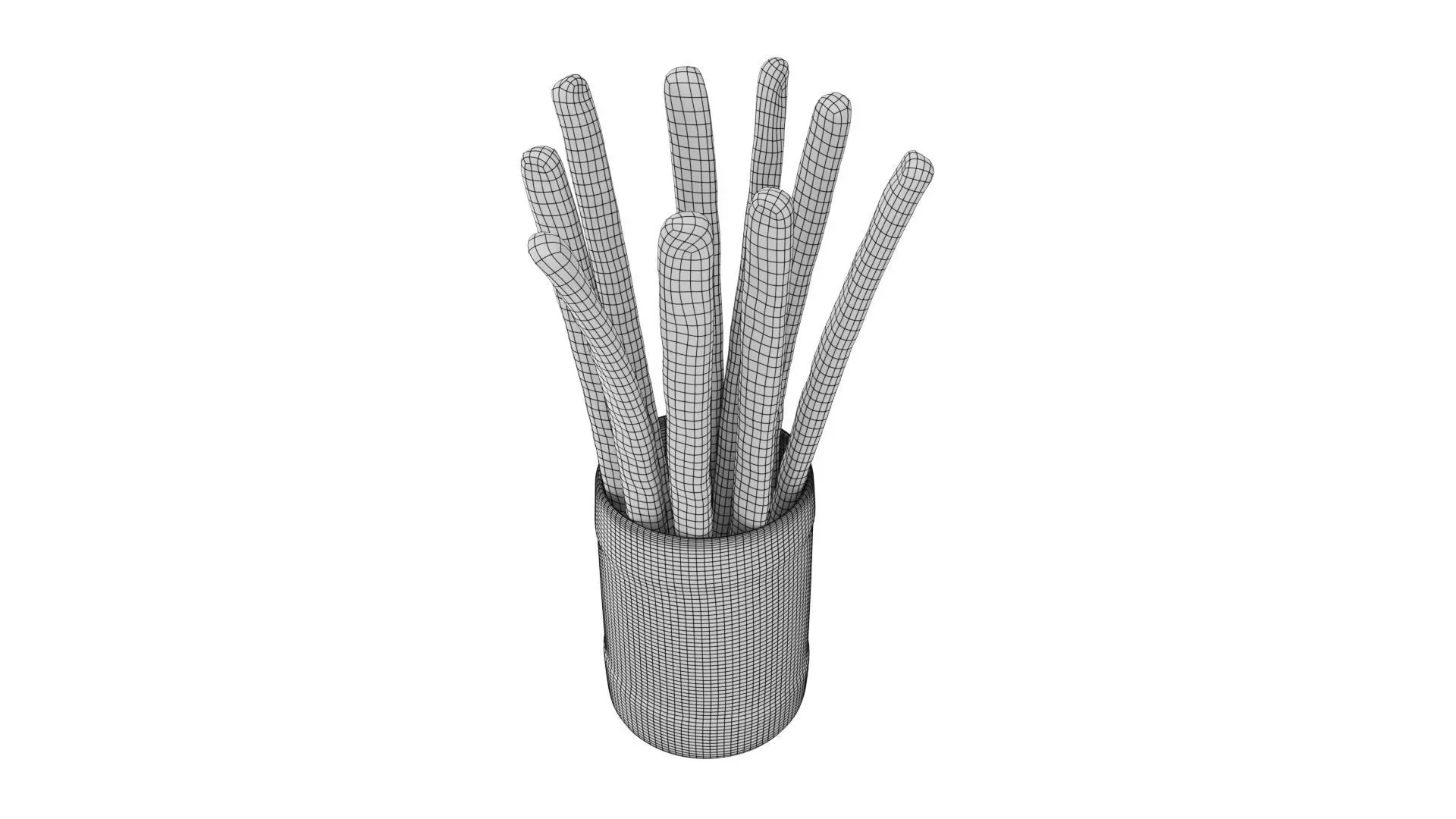 Crispy bread sticks in cup Low-poly 3D model_6