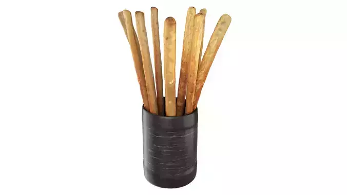 Crispy bread sticks in cup