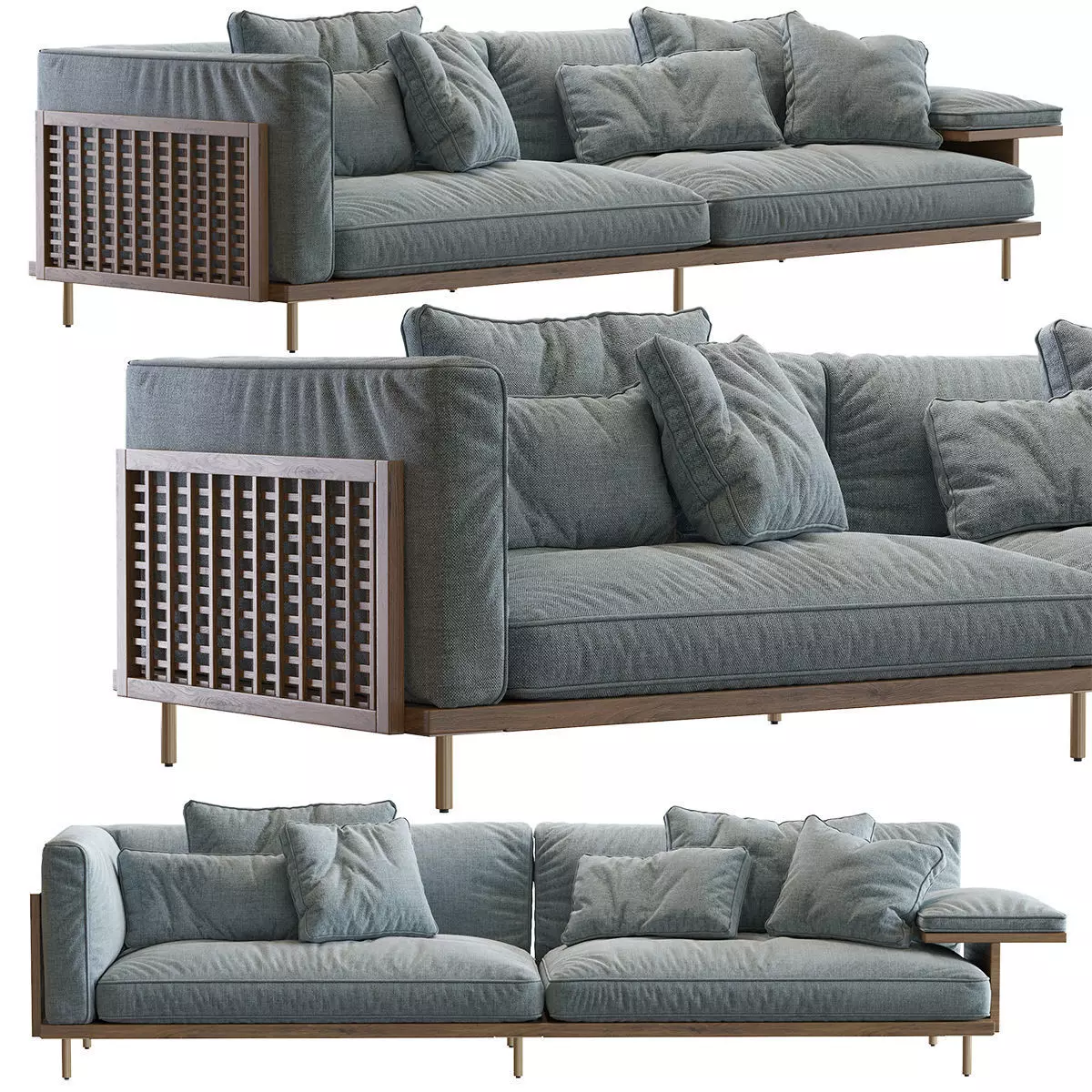 Belle Reeve Sofa Brass Walnut 3D model_0