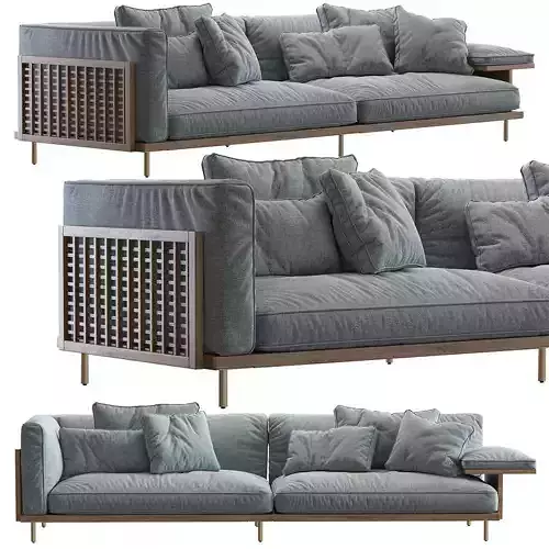 Belle Reeve Sofa Brass  Walnut 3D model