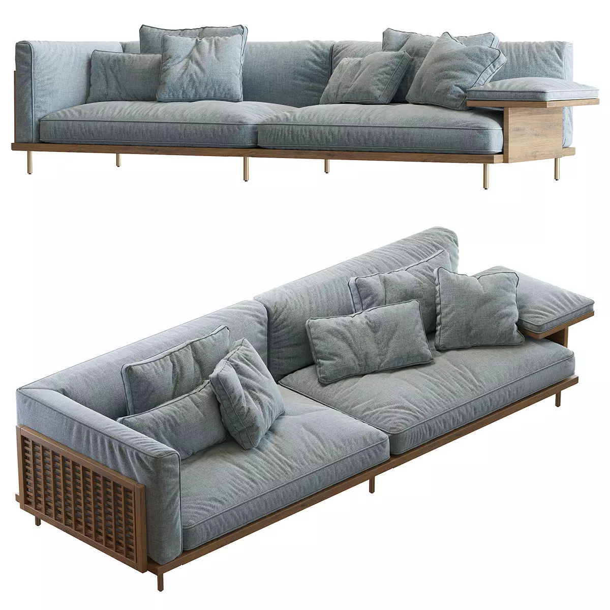 Belle Reeve Sofa Brass Walnut 3D model_3