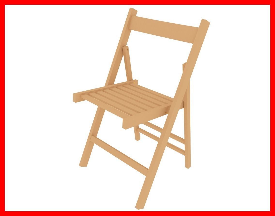 Folding chair Low-poly 3D model_0